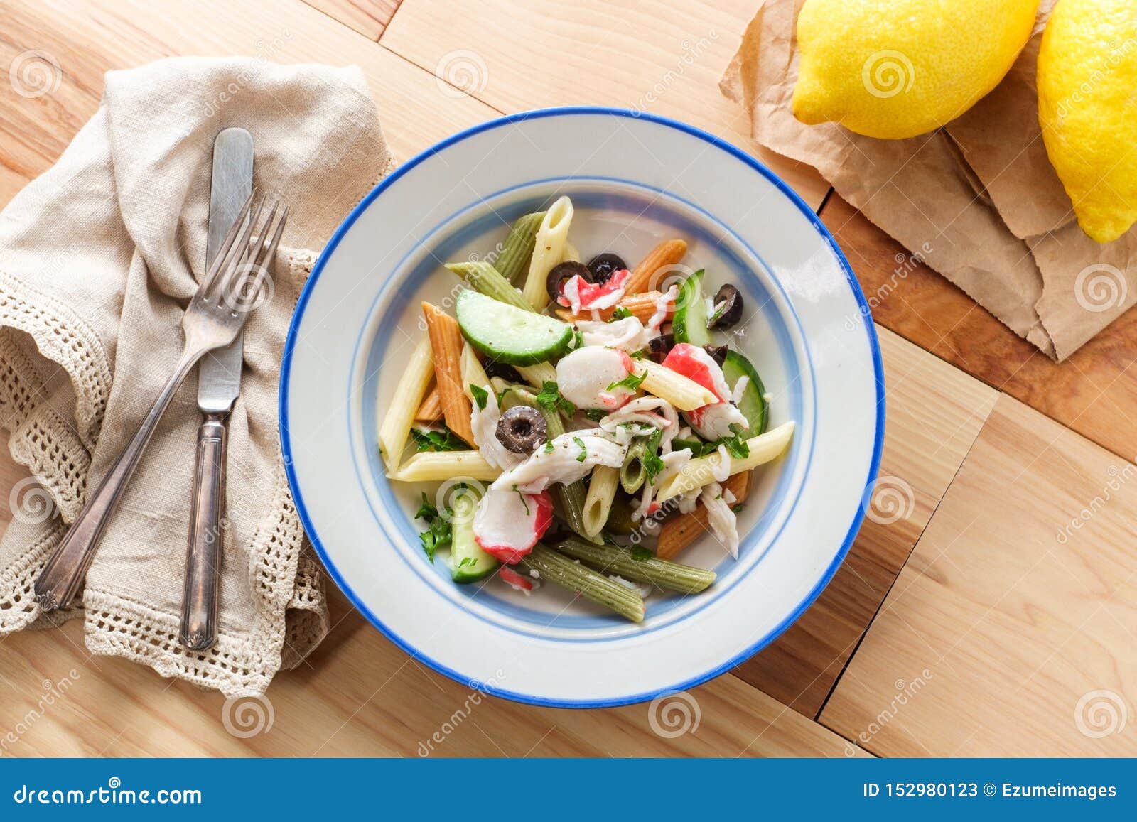 Seafood Pasta Salad stock image. Image of crab, lobster - 152980123