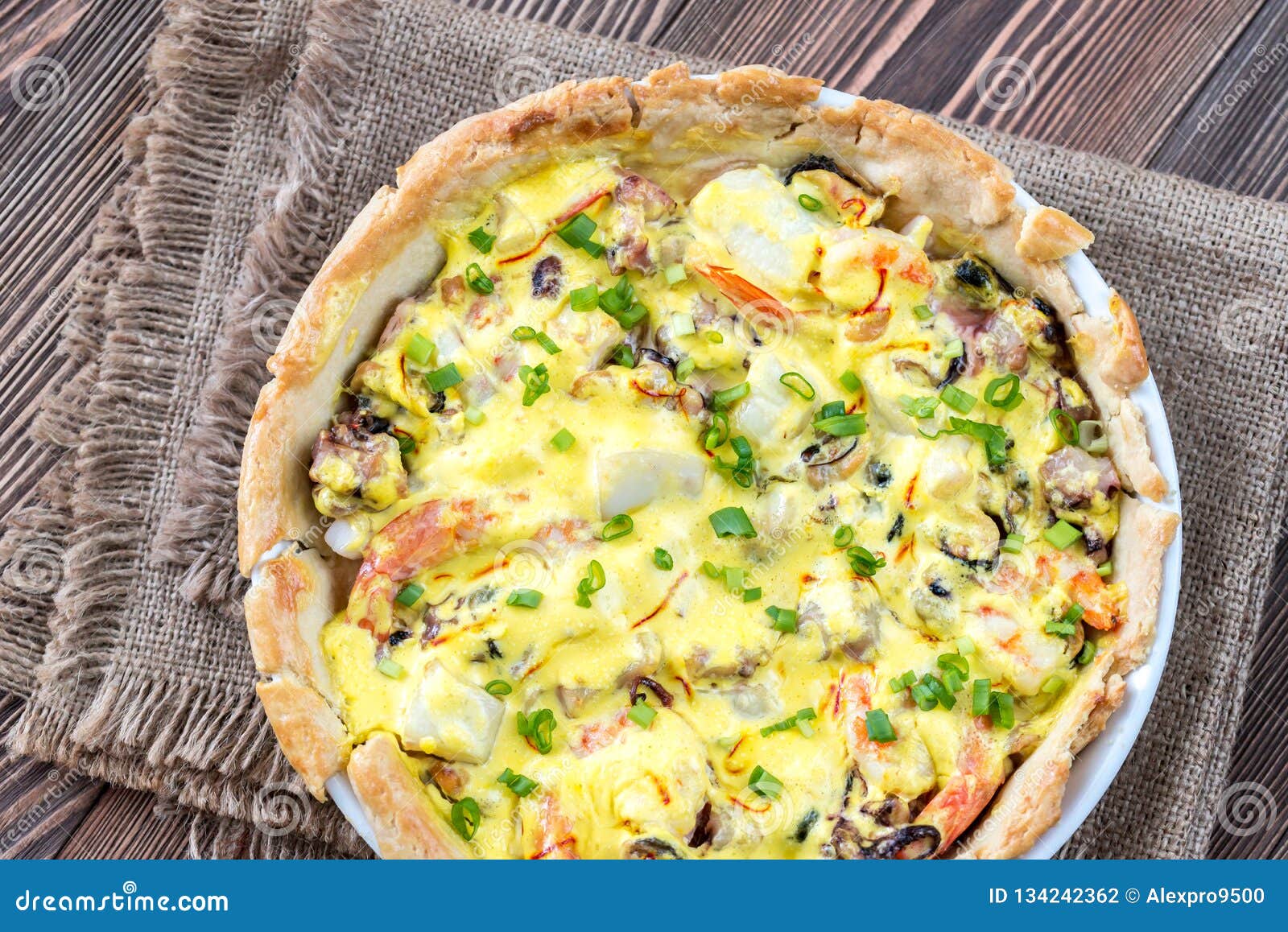 Seafood Pie with Saffron Cream Sauce Stock Photo Image of