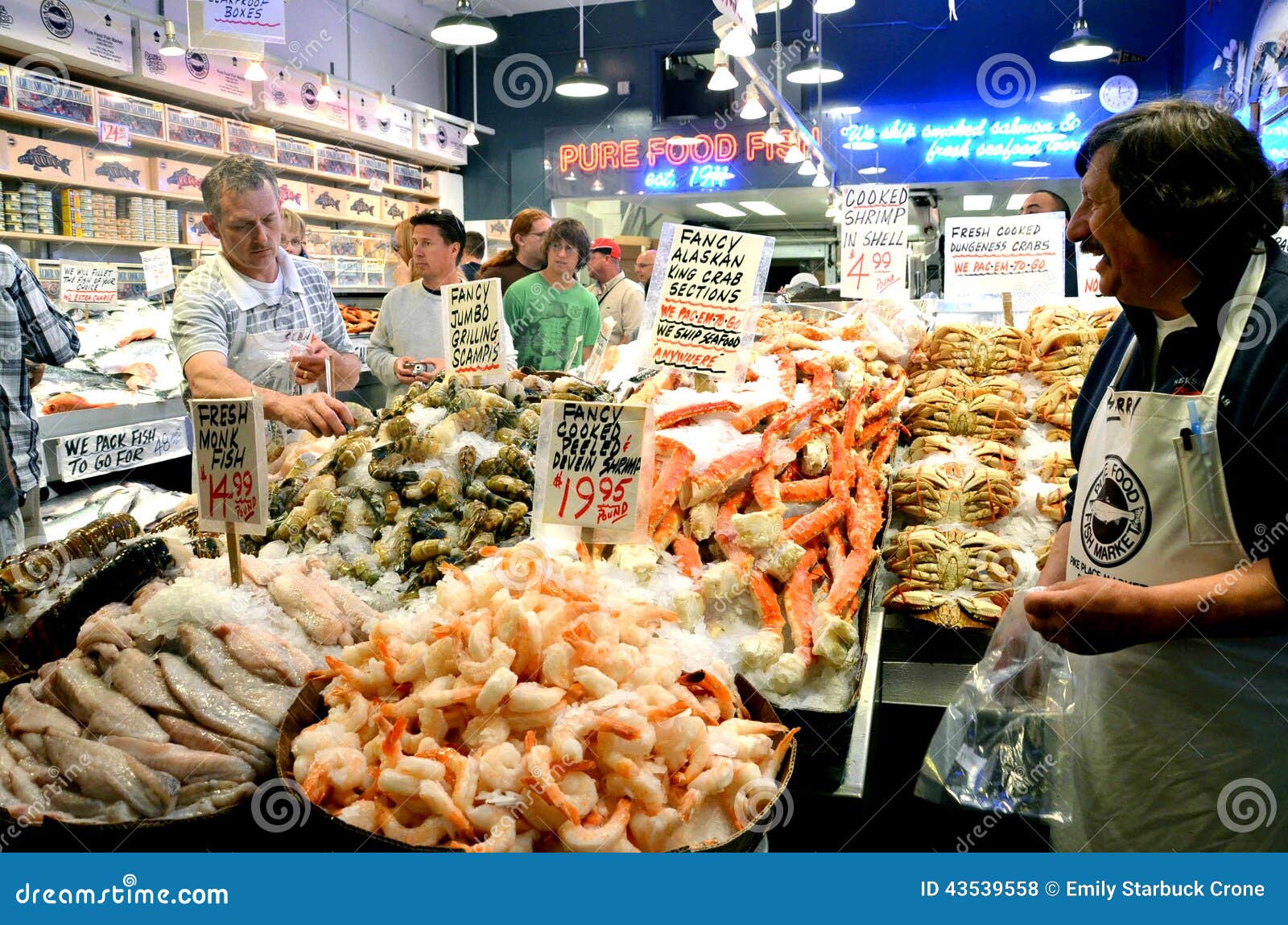 Seafood in Pike Place Market, Seattle Editorial Stock Photo - Image of