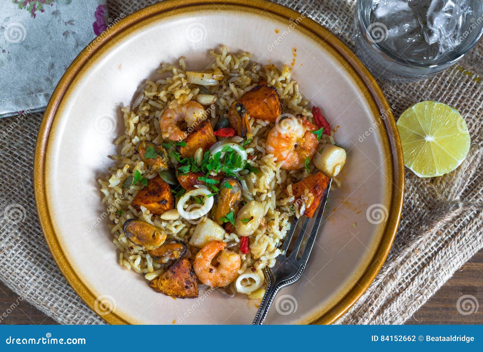 Seafood pilaf or risotto stock photo. Image of gourmet 84152662