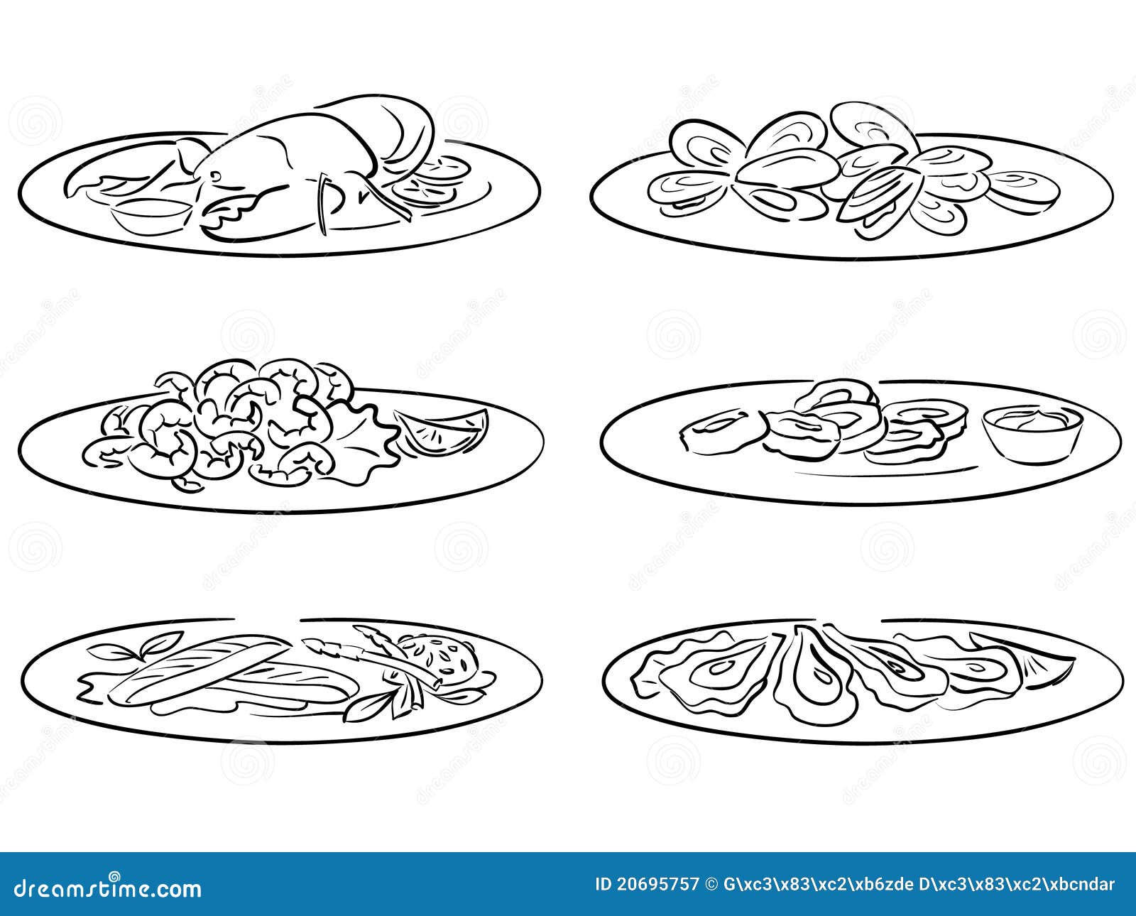Seafood on plate stock vector. Illustration of dinner 20695757