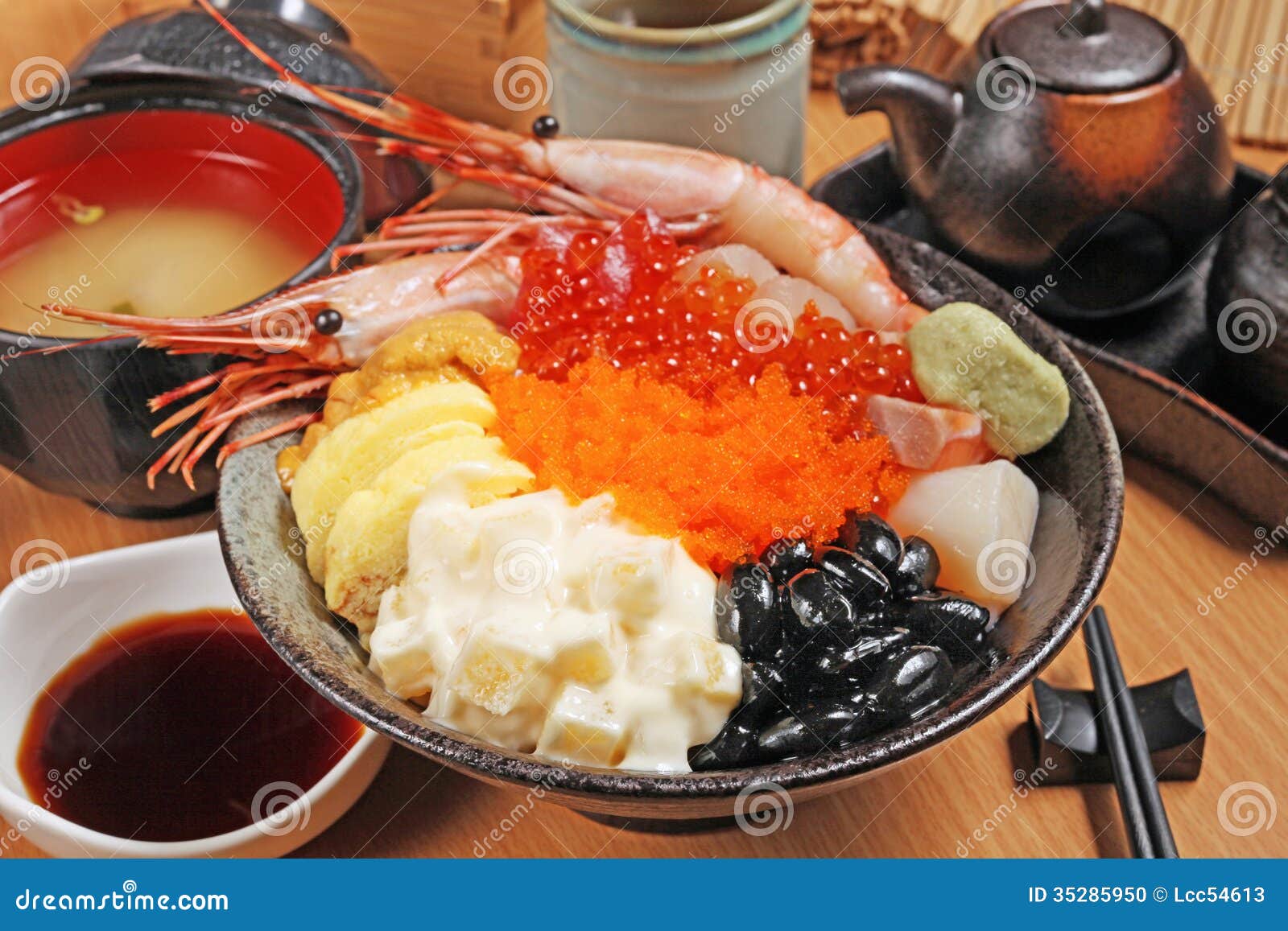 Seafood rice bowl stock photo. Image of tasty, shrimp - 35285950
