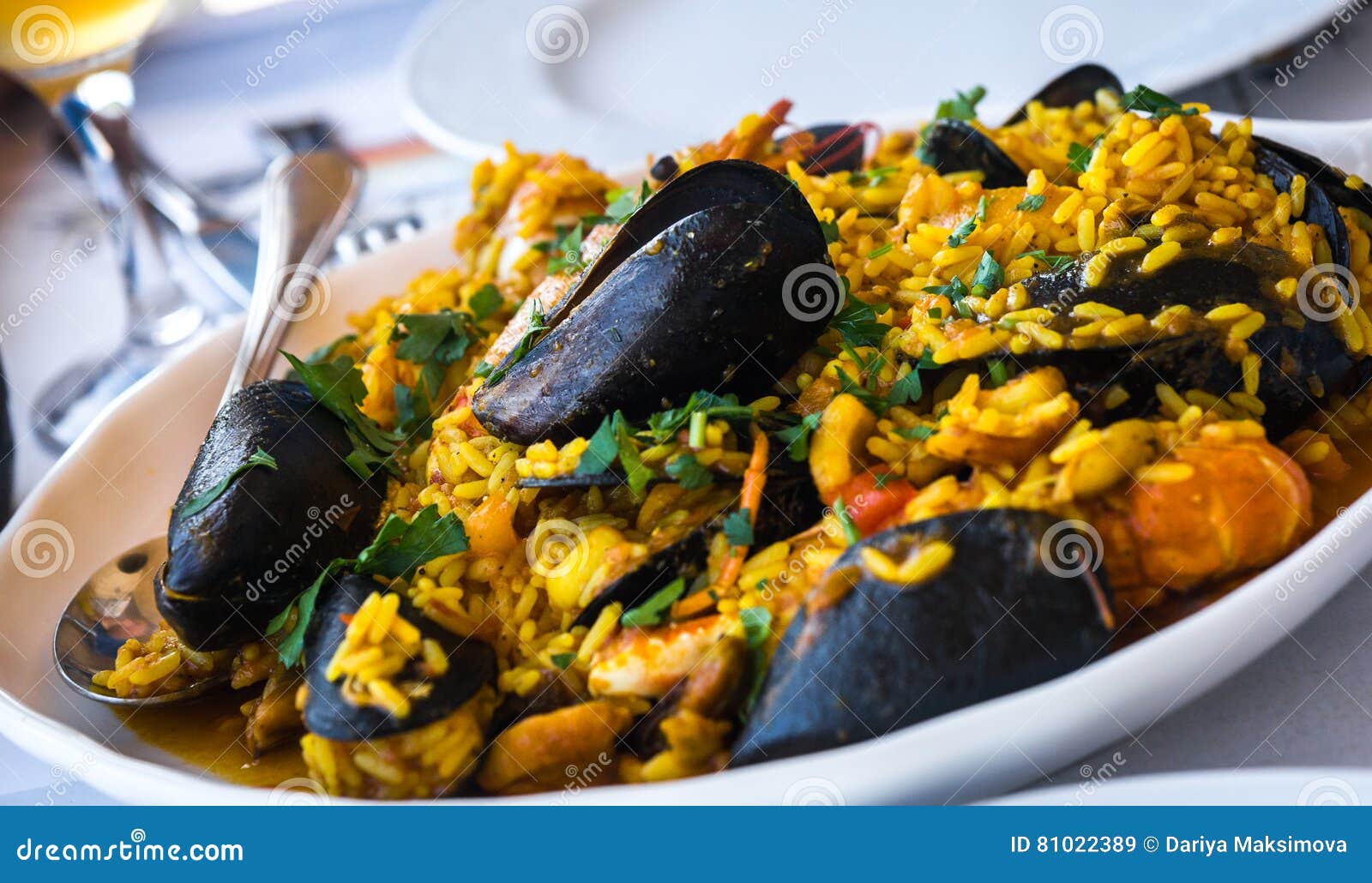 Seafood Risotto with Mussels and Shrimp, Greece Stock Image Image of