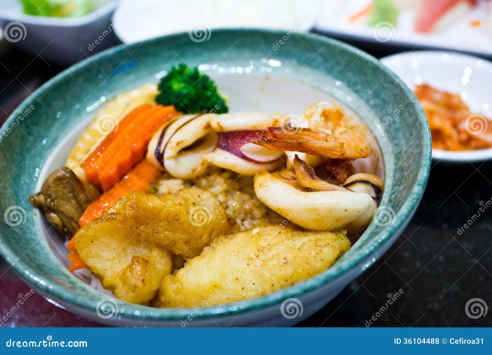 Seafood with sauce stock photo. Image of squid, food 36104488