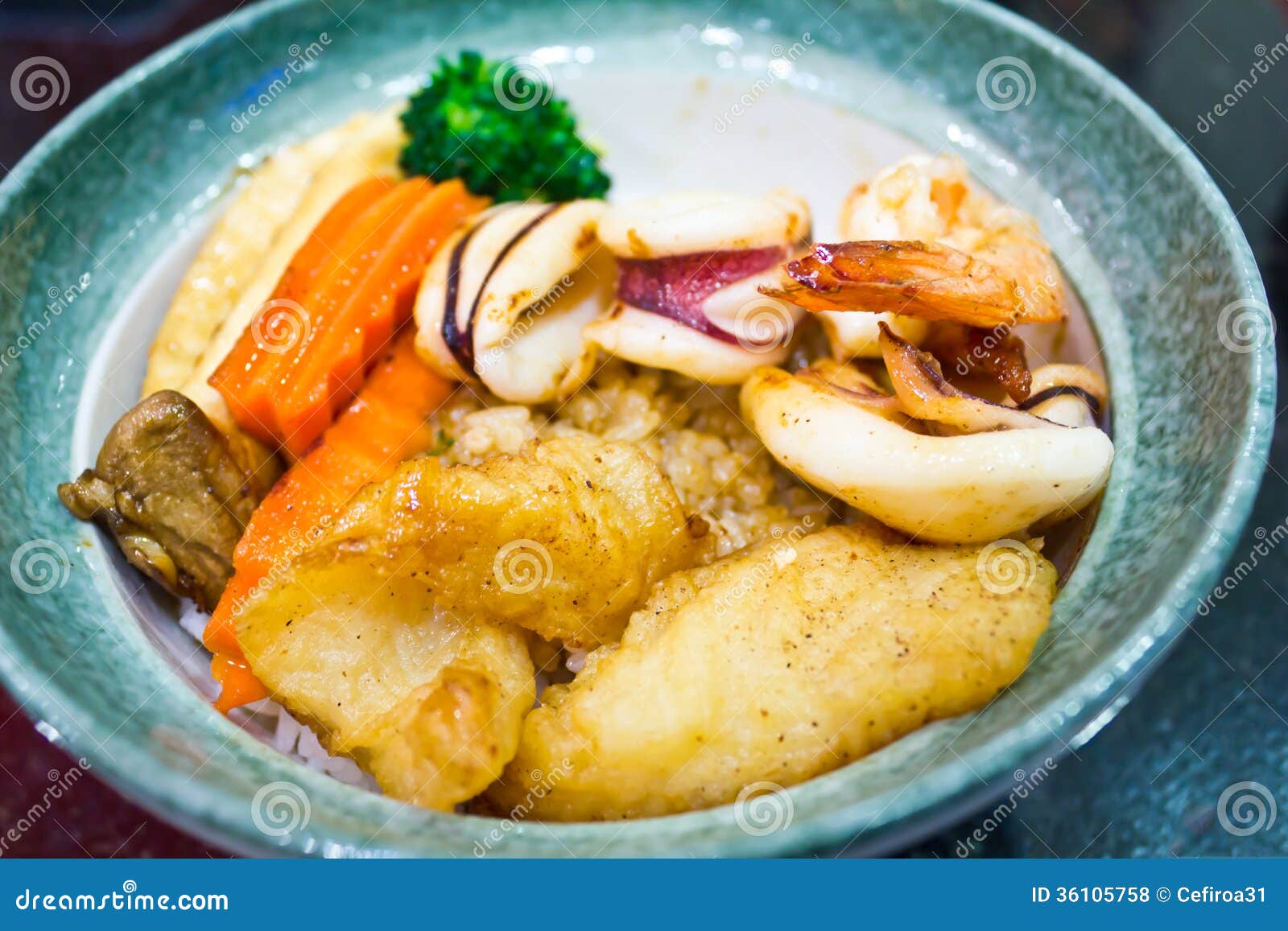 Seafood with sauce stock photo. Image of fine, broccoli 36105758