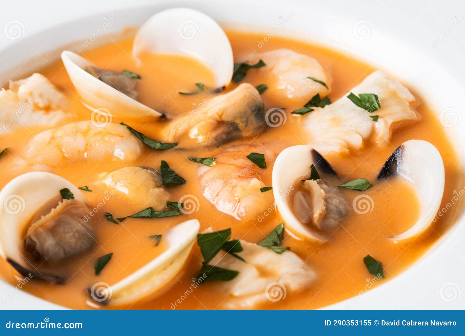 Seafood Soup Plate Isolated on White Background Stock Image Image of