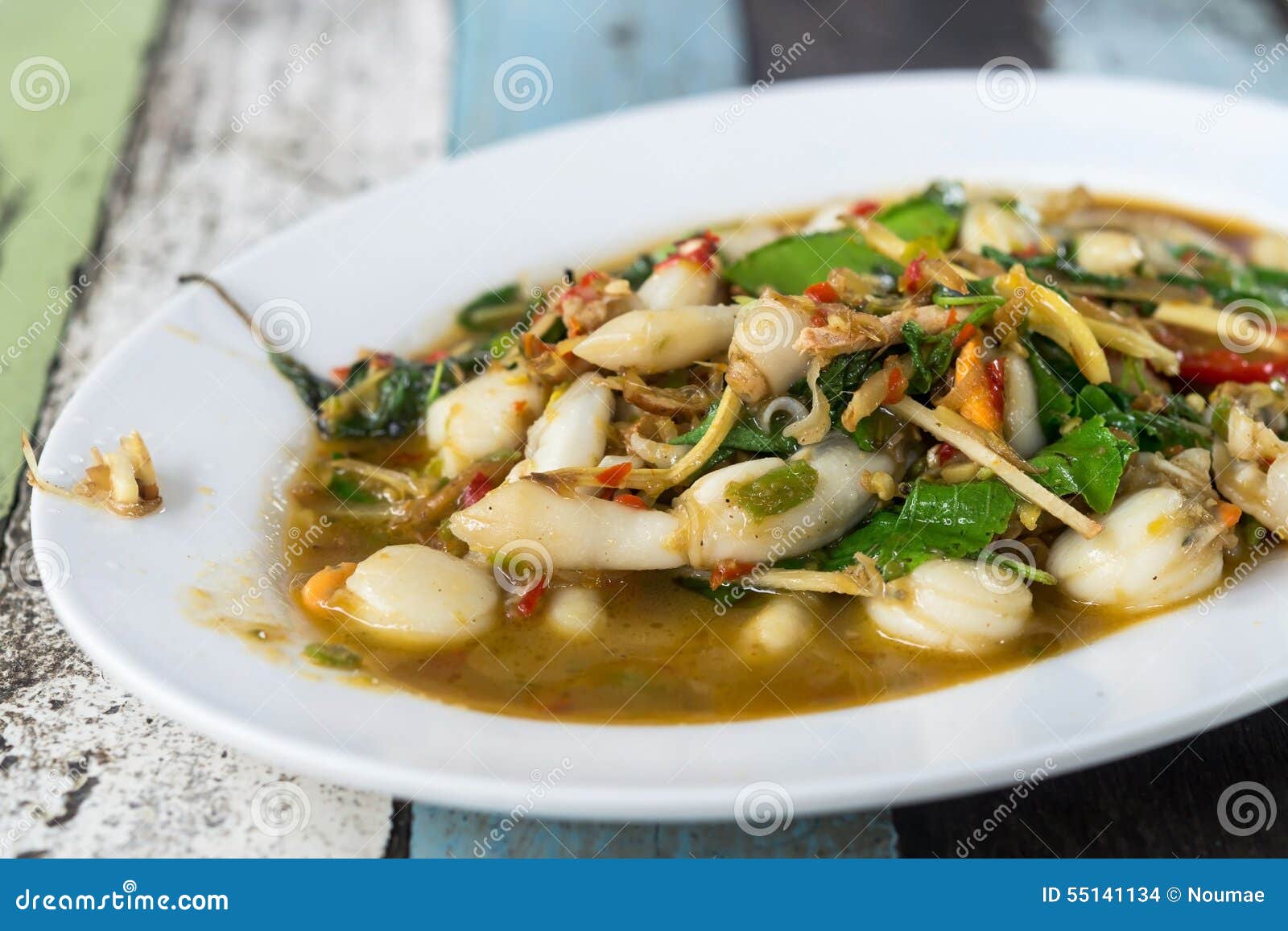 Seafood Spicy Stir-Fry stock photo. Image of fresh, fried - 55141134