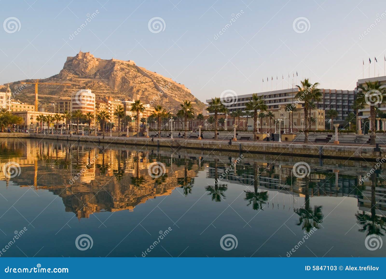 seafront and santa barbara fortress in alicante