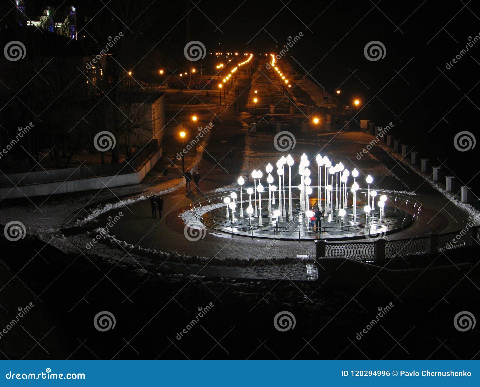 seafront street at winter night