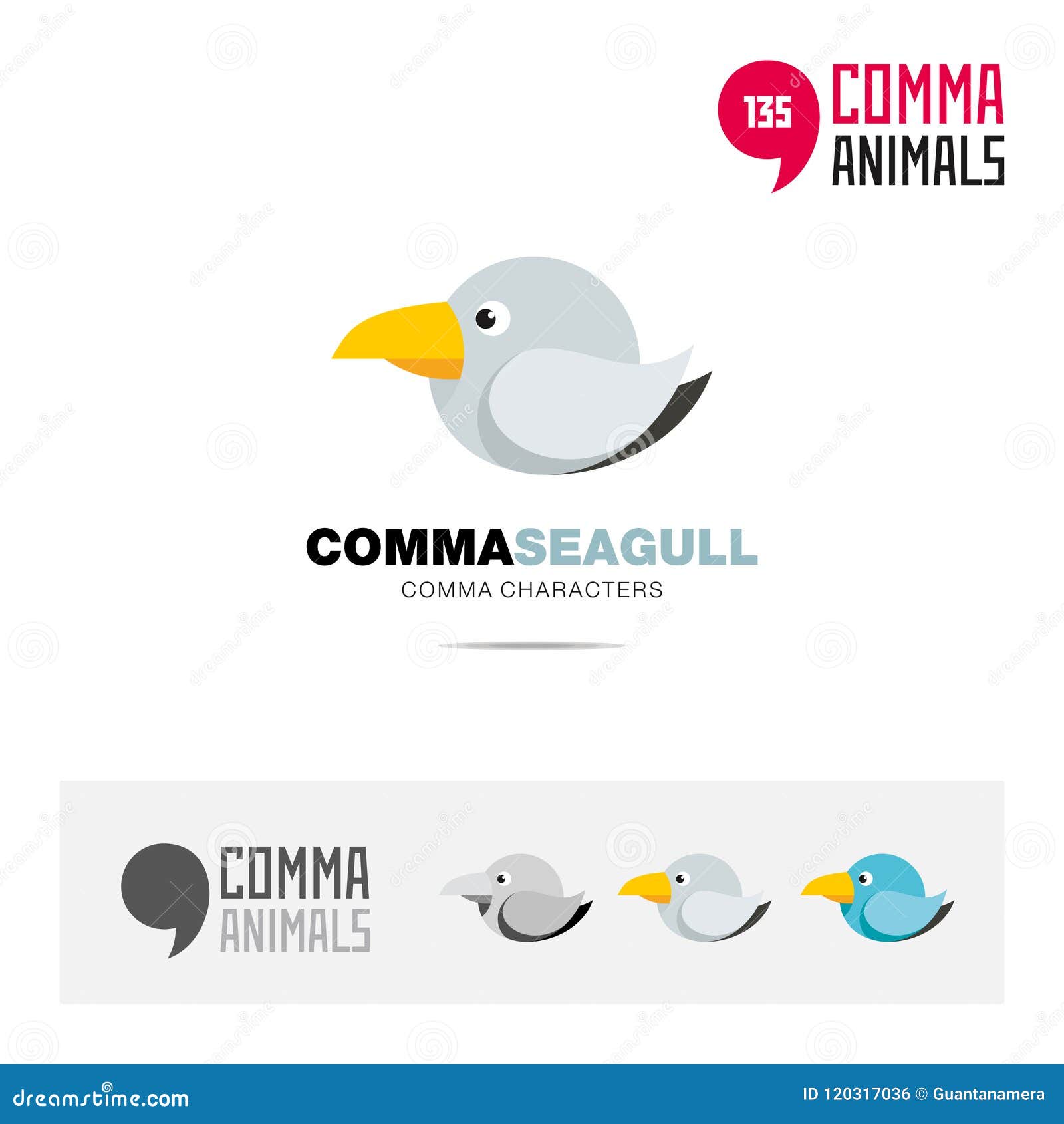 seagull bird concept icon set and modern brand identity logo template and app  based on comma sign
