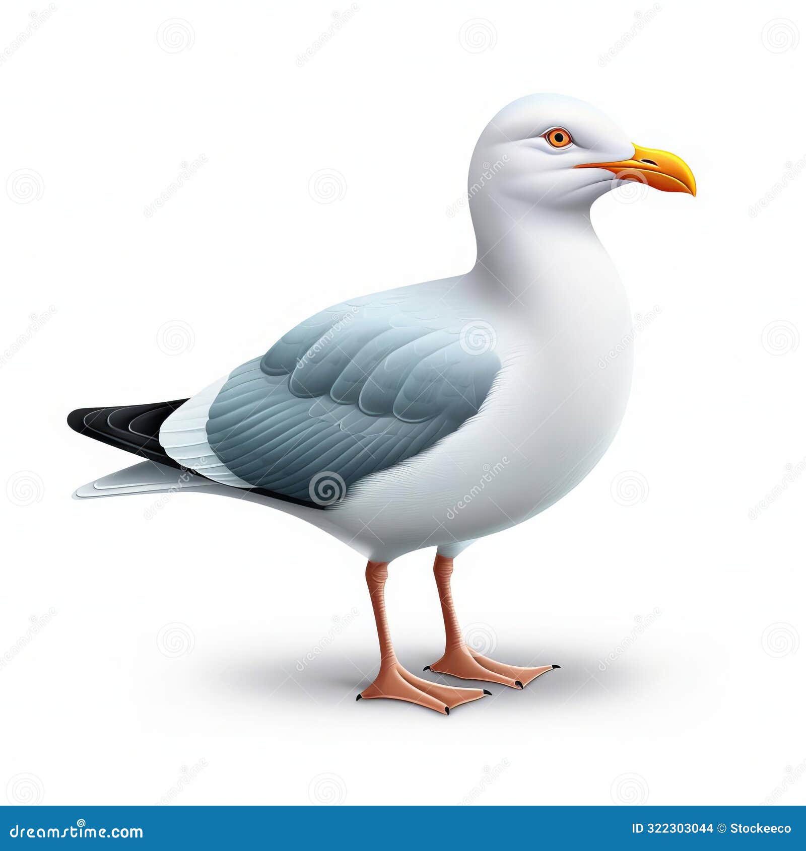 high-quality 3d seagull icon with cartoon clay material 