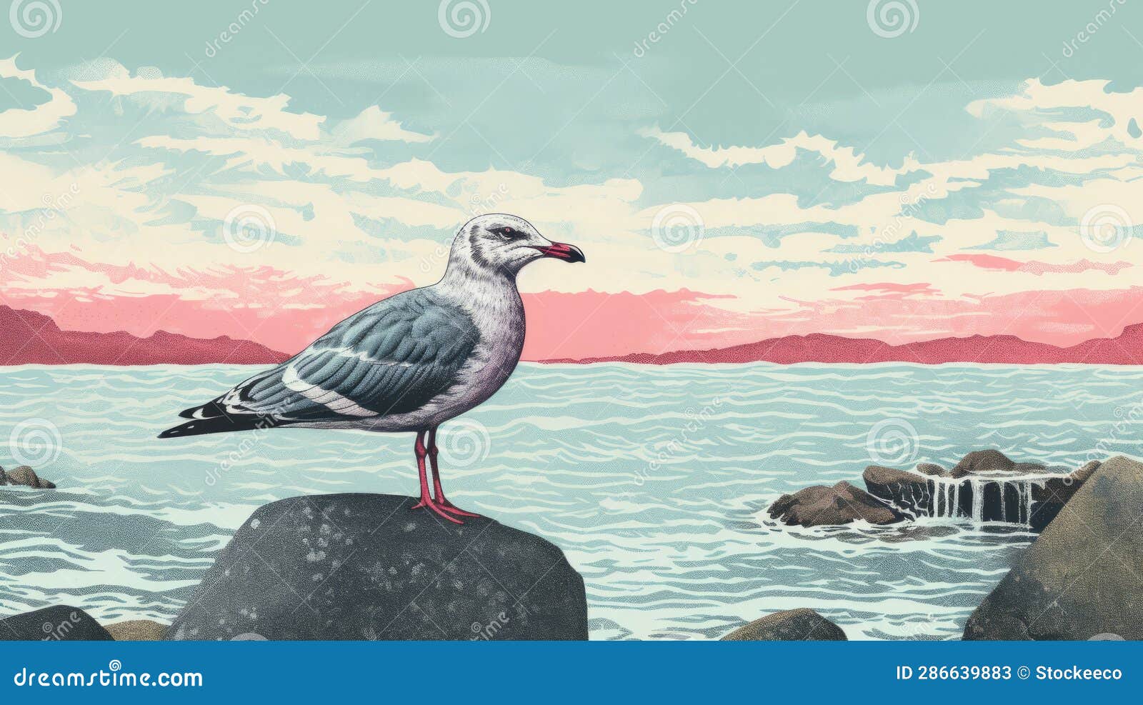 seagull standing on rocks: editorial style 