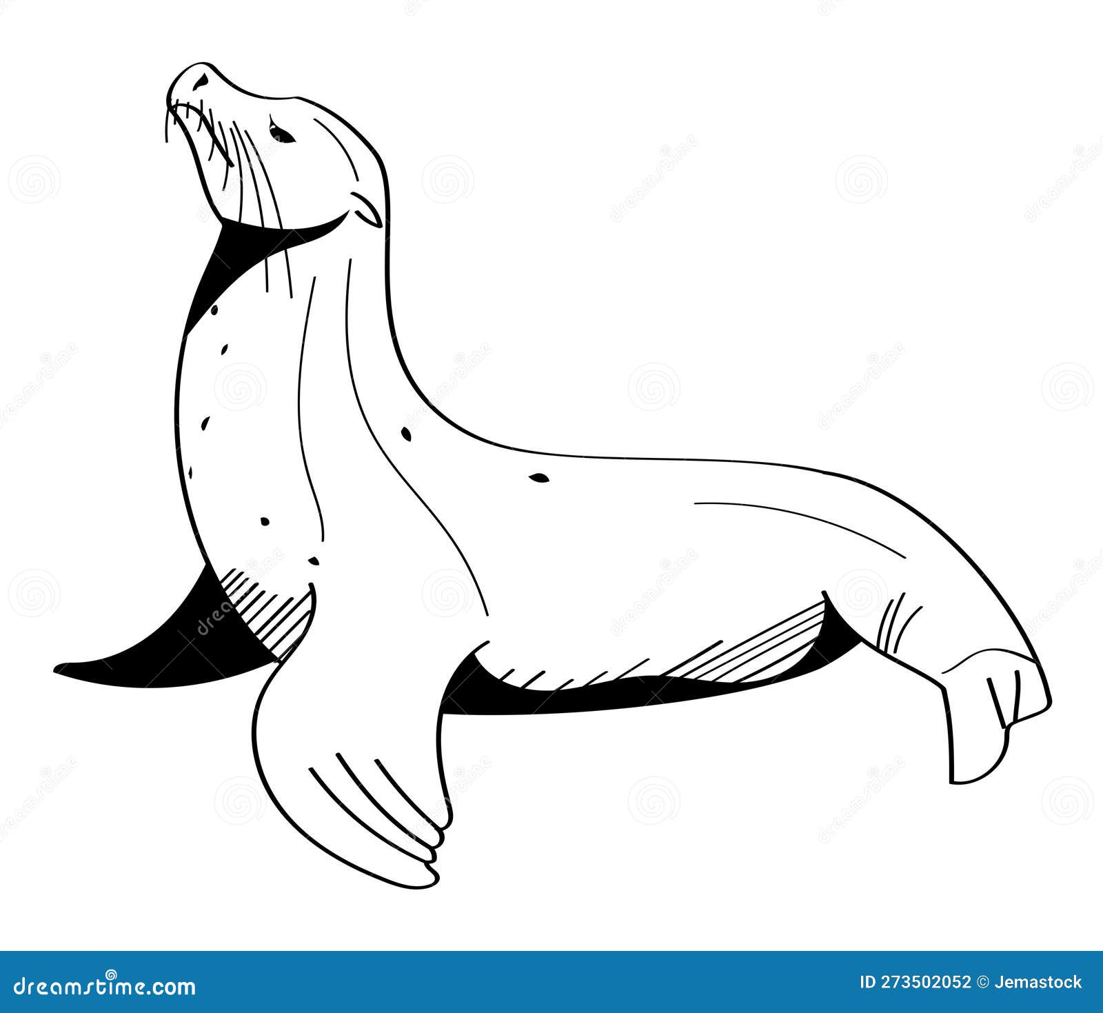 Seal Animal Monochrome Style Stock Vector Illustration of life, retro