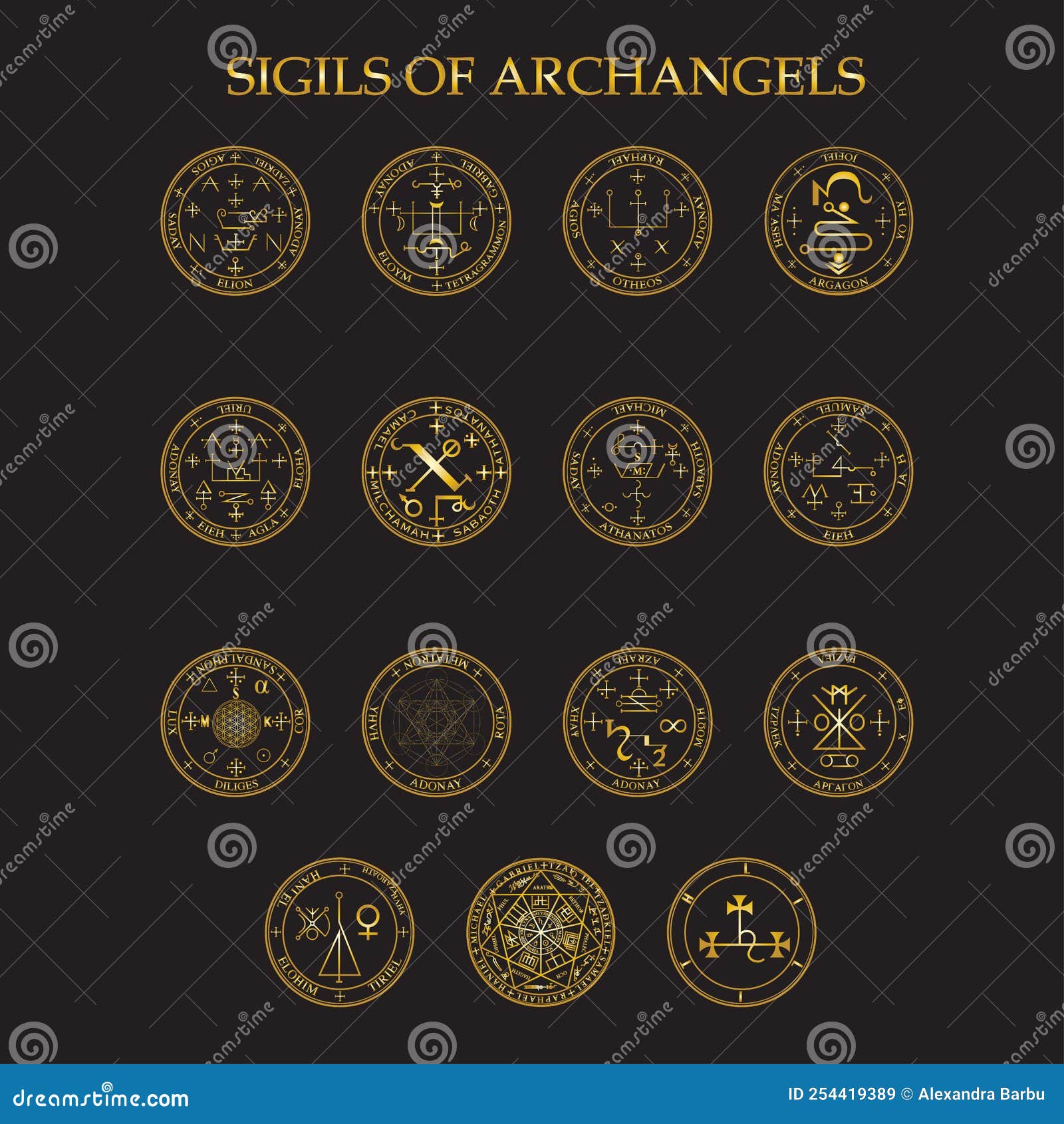 seal of the archangels list, spiritual protection. god`s mighty arm of strength, set