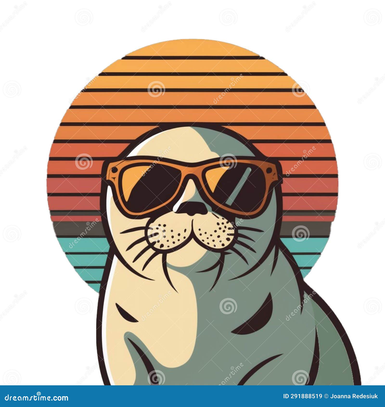 Seal with Glasses on the Background of the Sunset Graphic Stock
