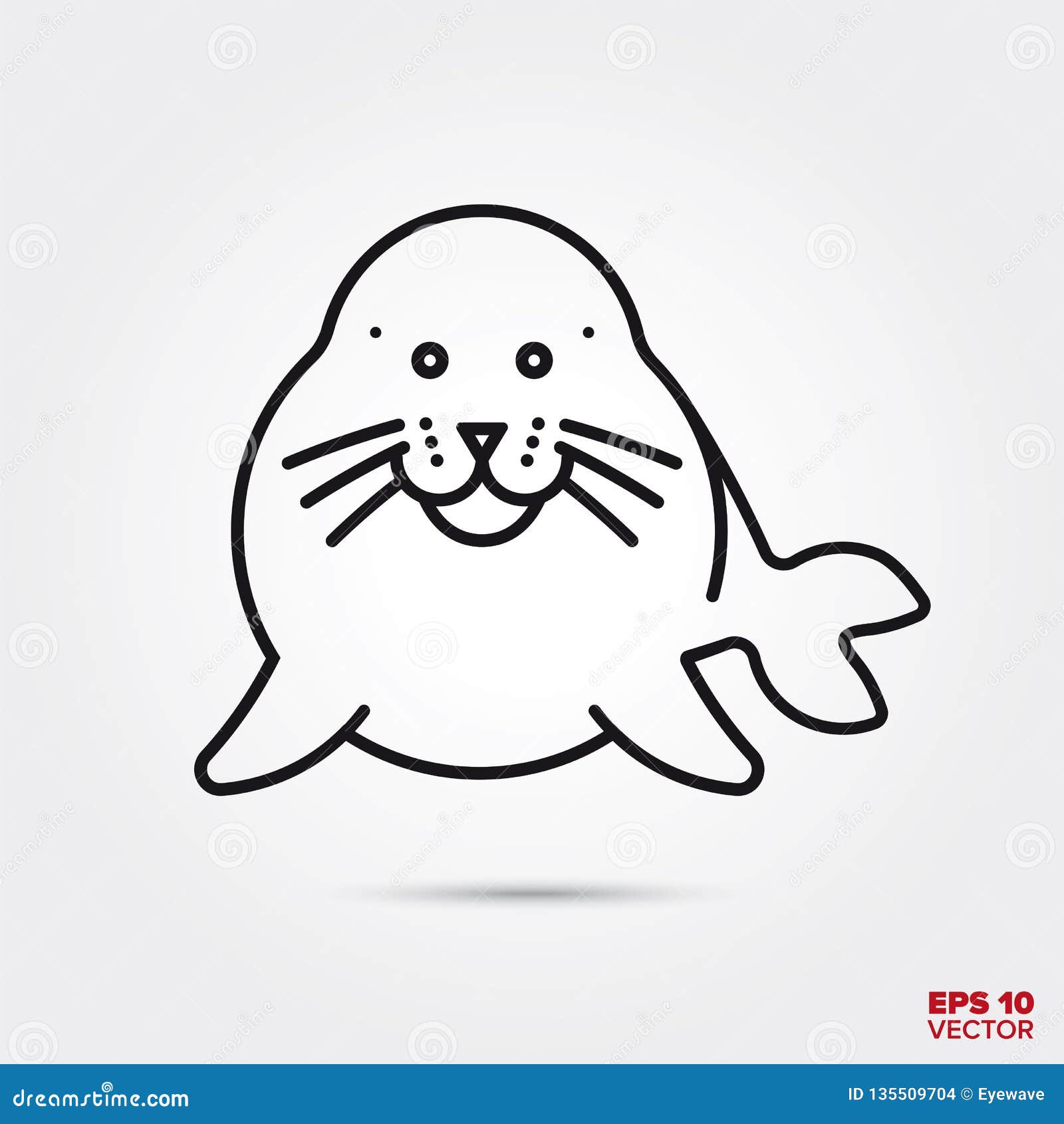 Seal vector line icon stock vector. Illustration of mammal 135509704