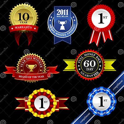 Seal Ribbon Rosette Badge Trophy Medal Banner Awar Stock Vector ...