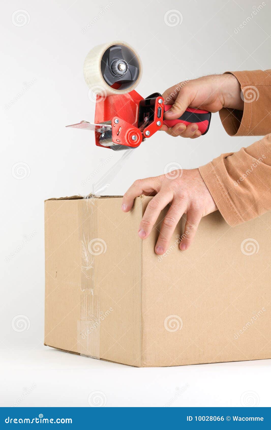 Sealing A Box With Packing Tape Stock Photo Image of cardboard