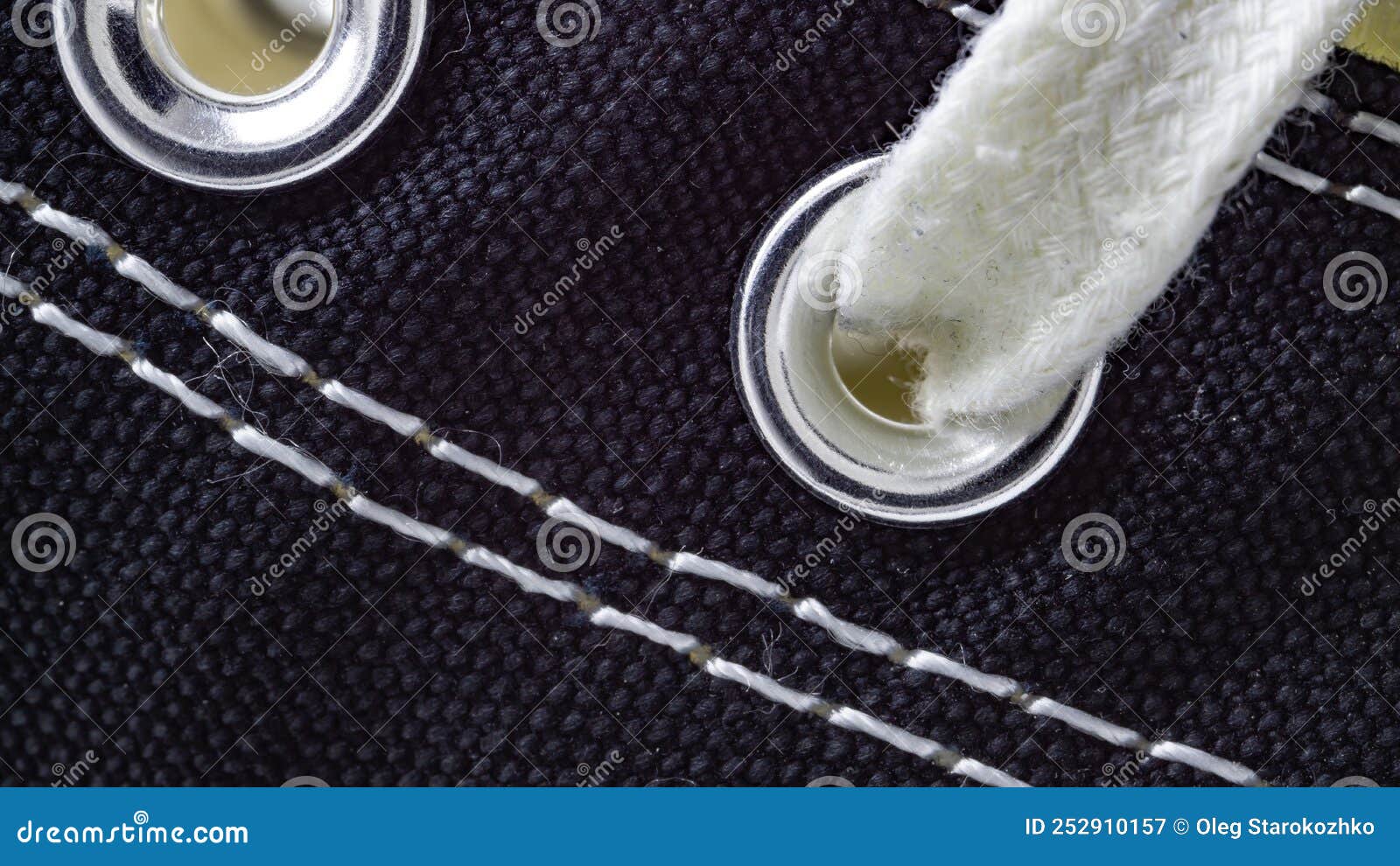 A Seam with White Threads and an Eyelet on the Shoe Stock Image Image