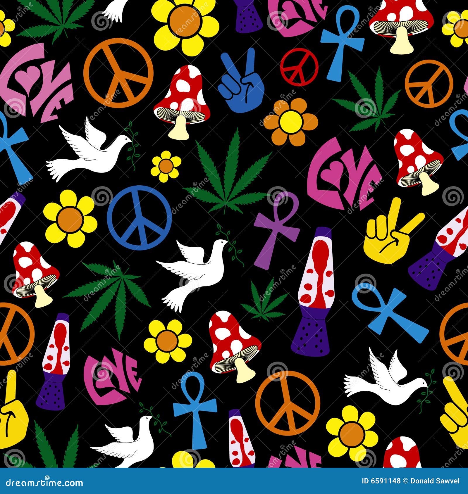 Seamless 60s Icons Background Royalty Free Stock Photos - Image: 6591148