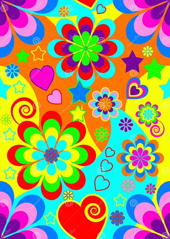 Seamless 70s Psychedelic Wallpaper Stock Vector - Illustration of ...