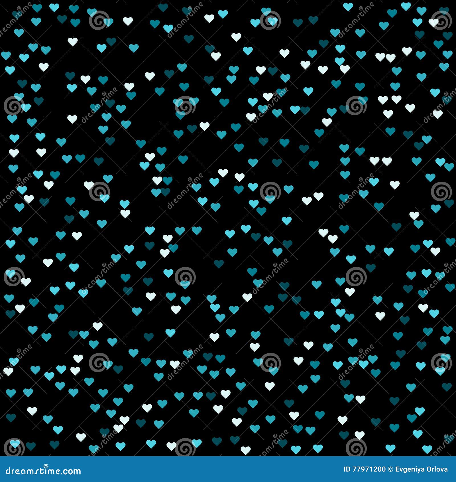 Seamless Abstract Blue Heart Pattern Vector, Black Background Stock Vector Illustration of