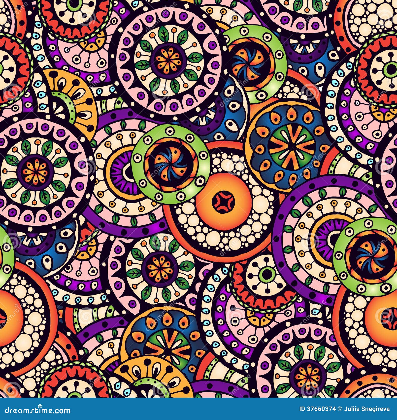 Seamless Abstract Doodle Flower Pattern In Vector Stock Vector