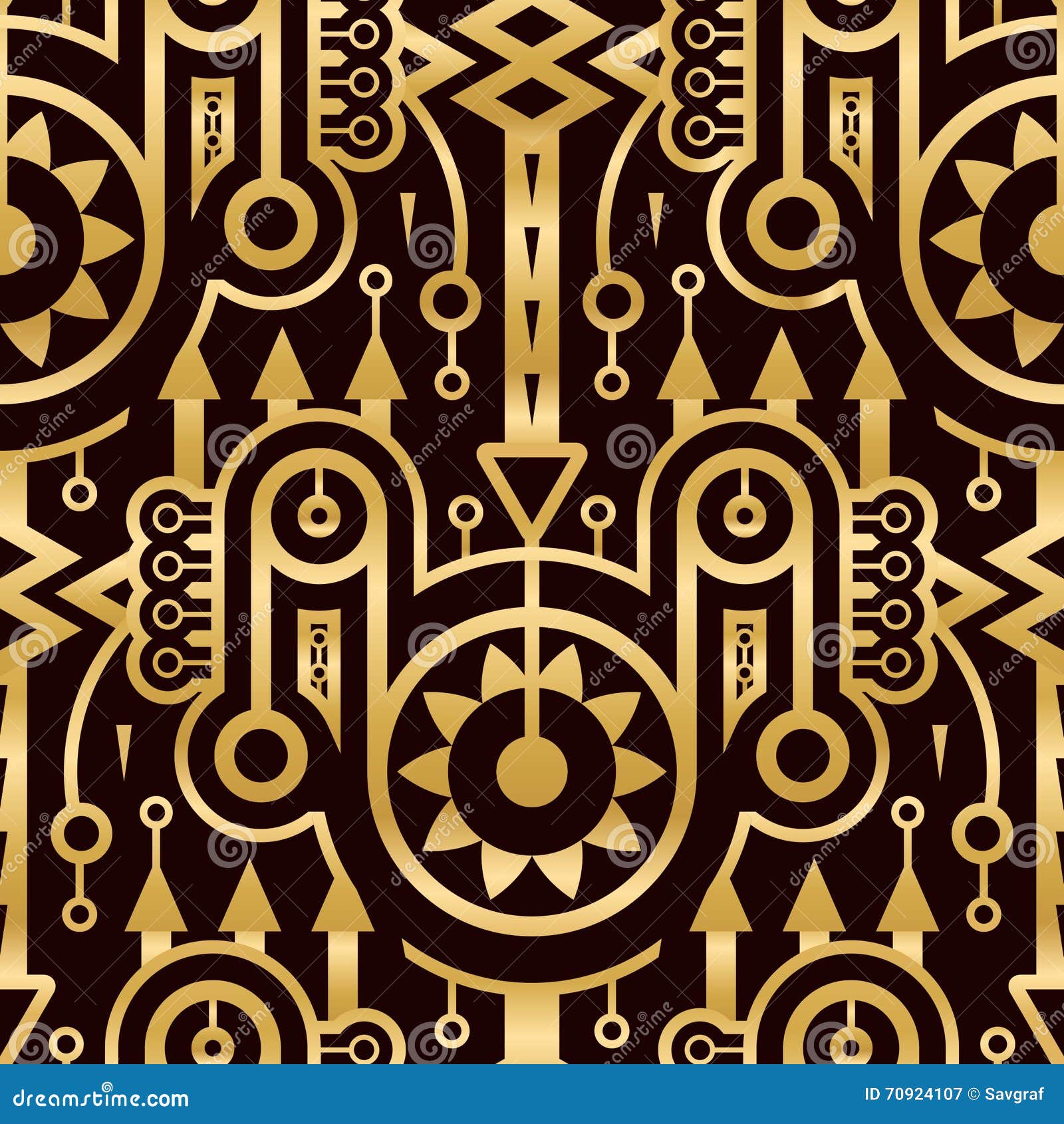 seamless abstract golden pattern in techno style