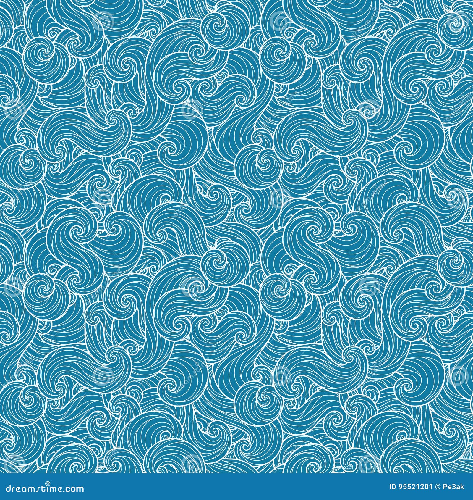 Seamless Abstract Hand-drawn Waves Pattern Stock Vector - Illustration ...