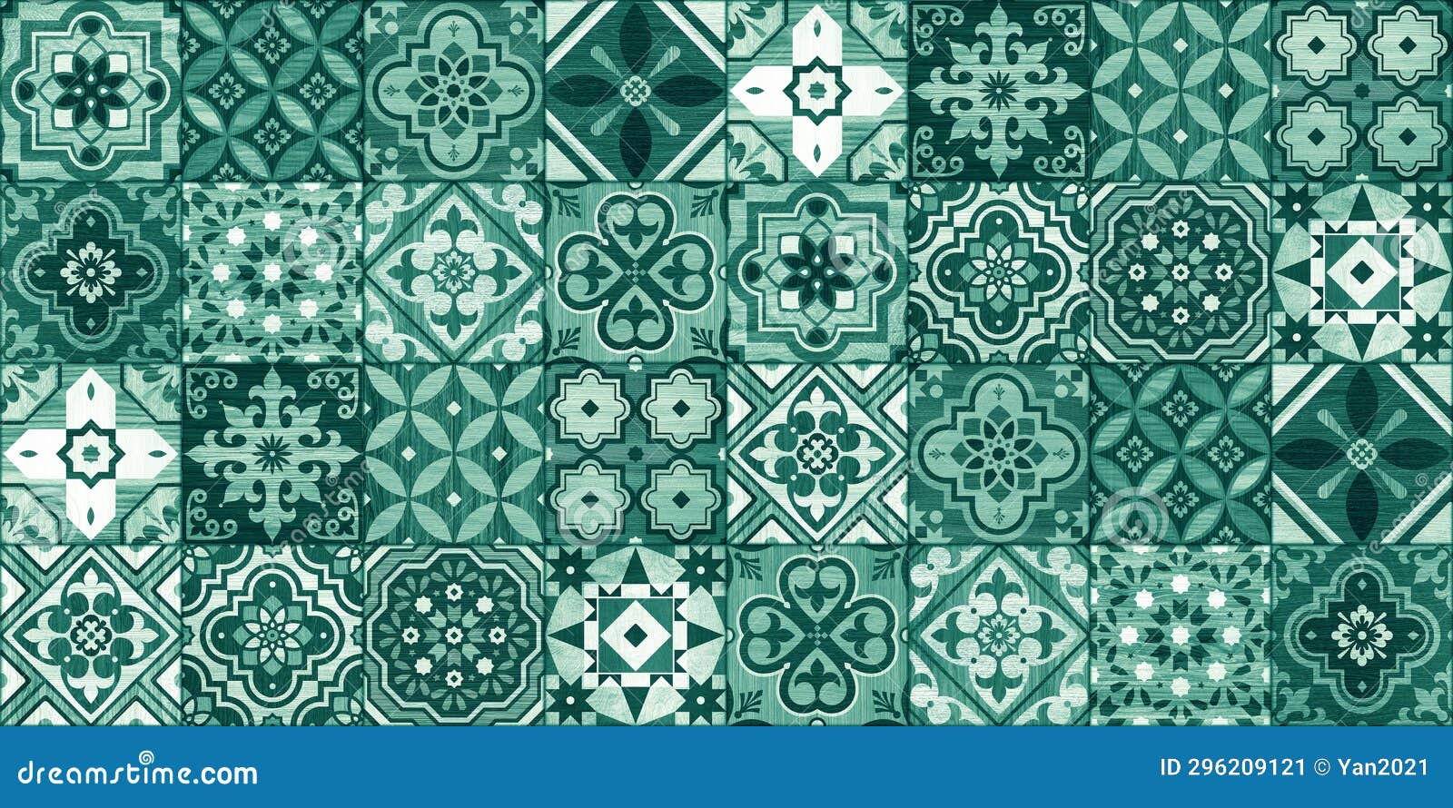 seamless abstract pattern decorative wood textured  spanish tiles.