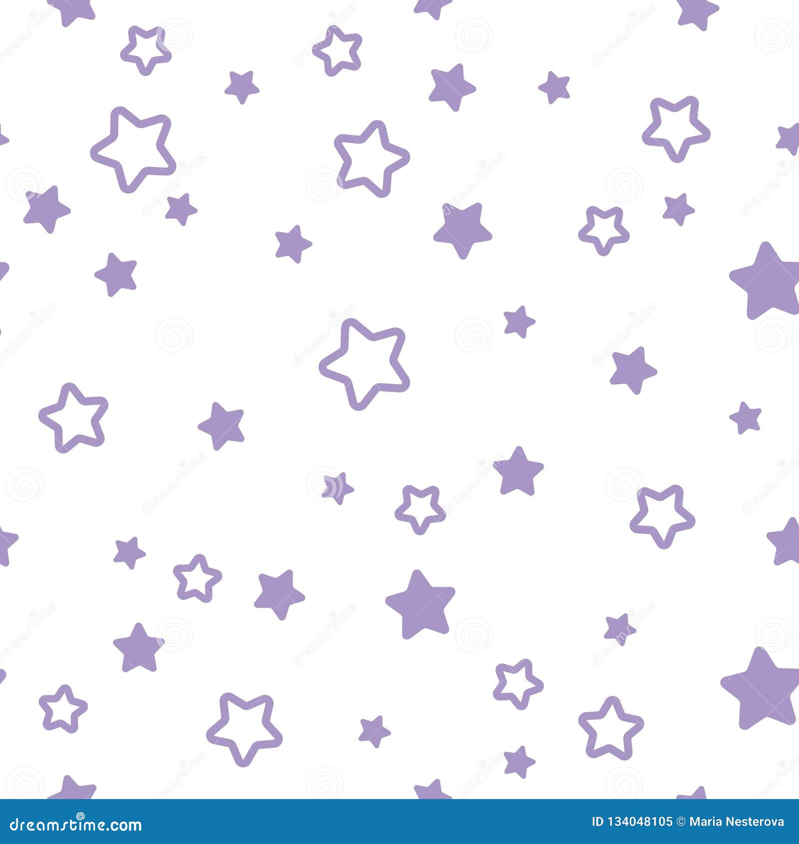 Seamless Abstract Pattern with Little Rounded Purple Stars on White