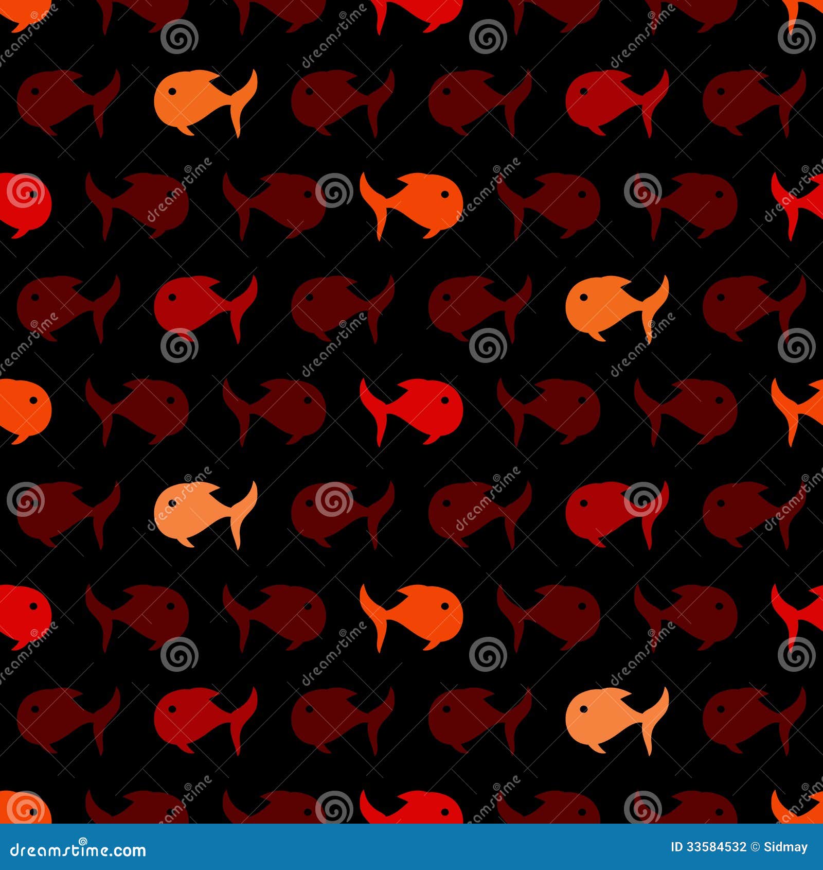seamless abstract pattern, wits red and orage fish