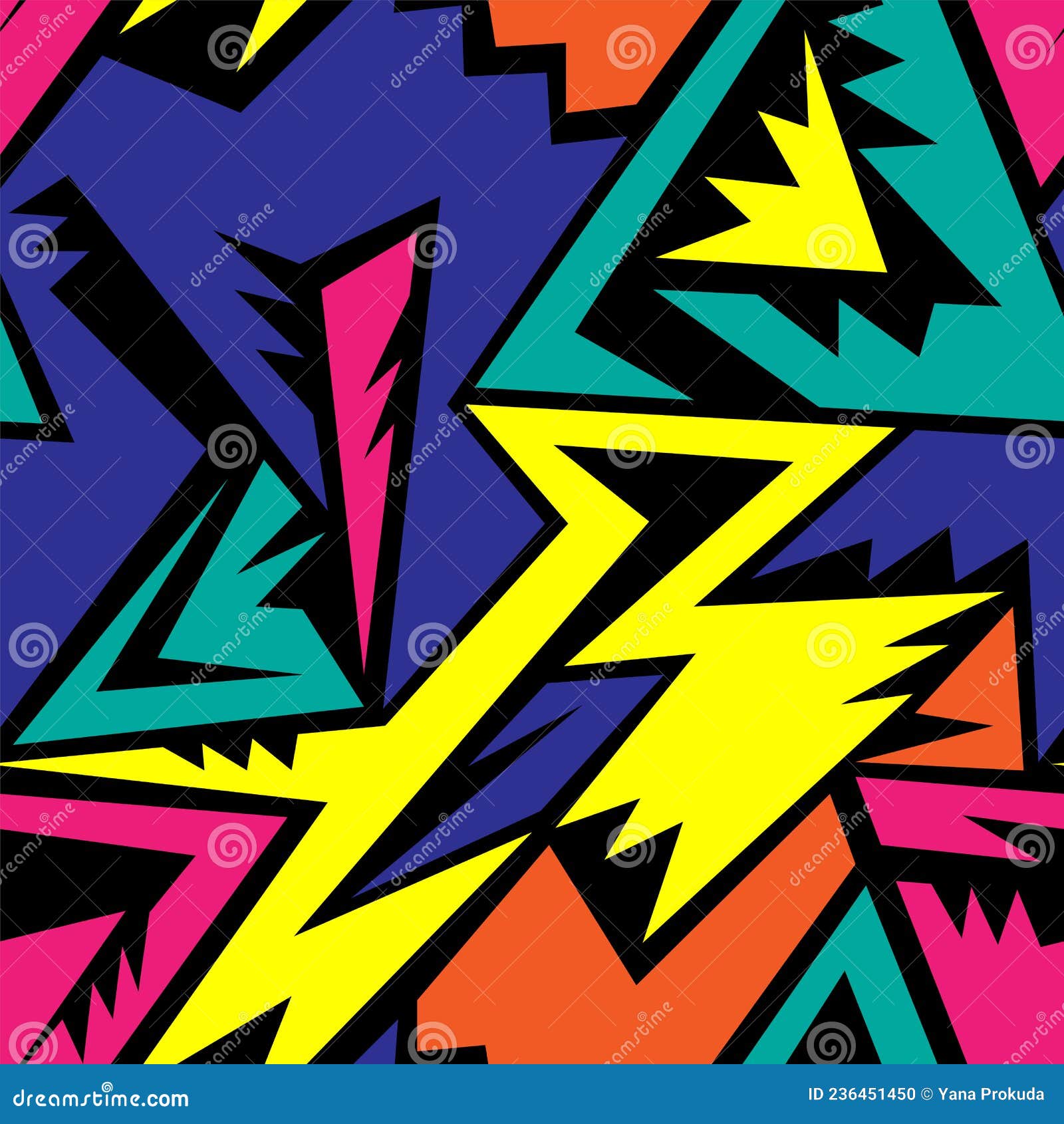 seamless abstract urban pattern with curved colorul geometry s