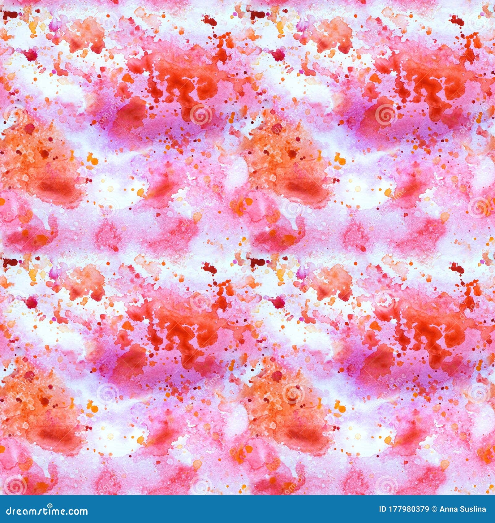 Seamless Abstract Watercolor Pattern in Pink, Red and Orange Colors ...