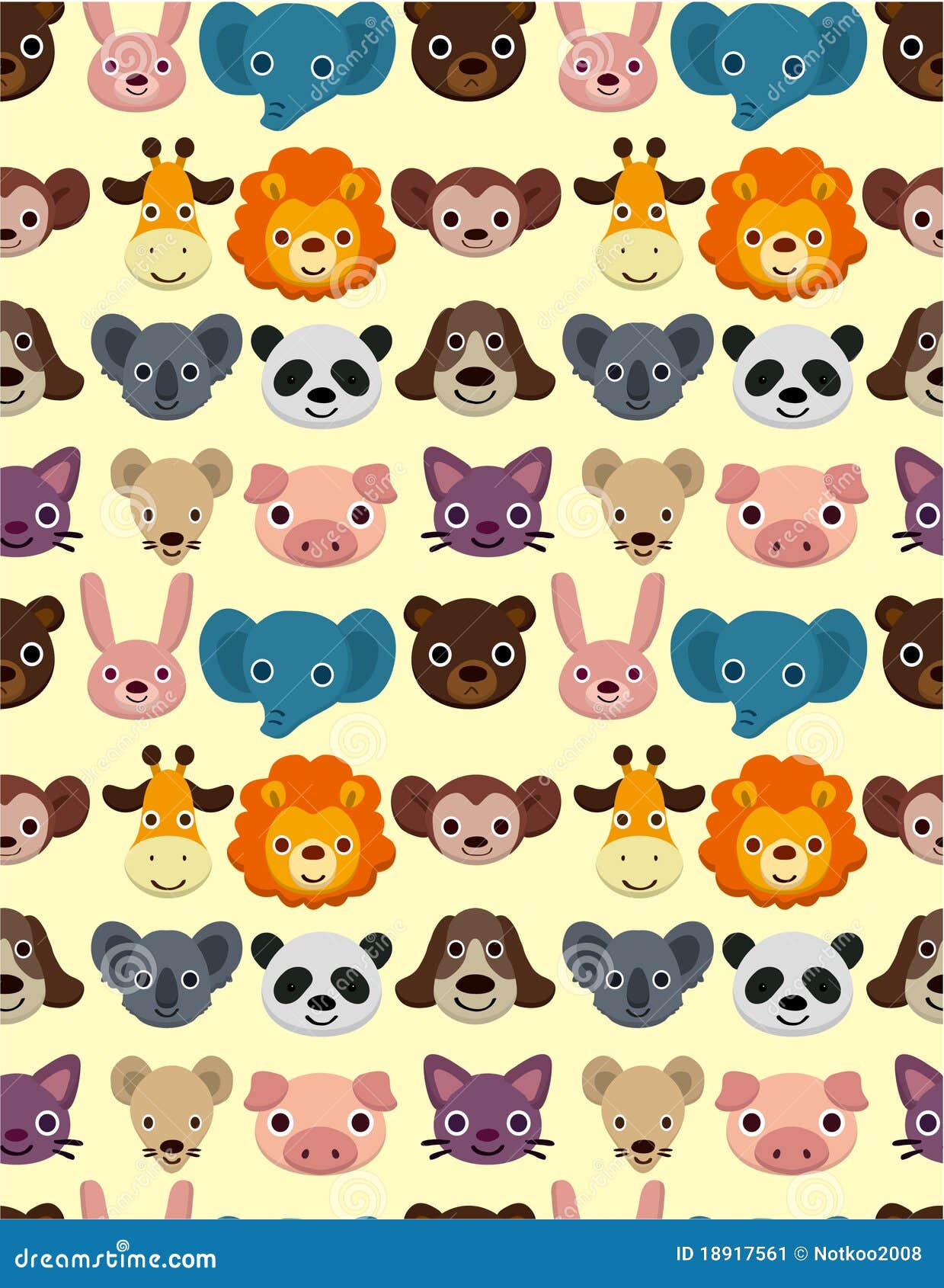Seamless Animal Face Pattern Stock Illustration - Illustration of happy,  design: 18917561
