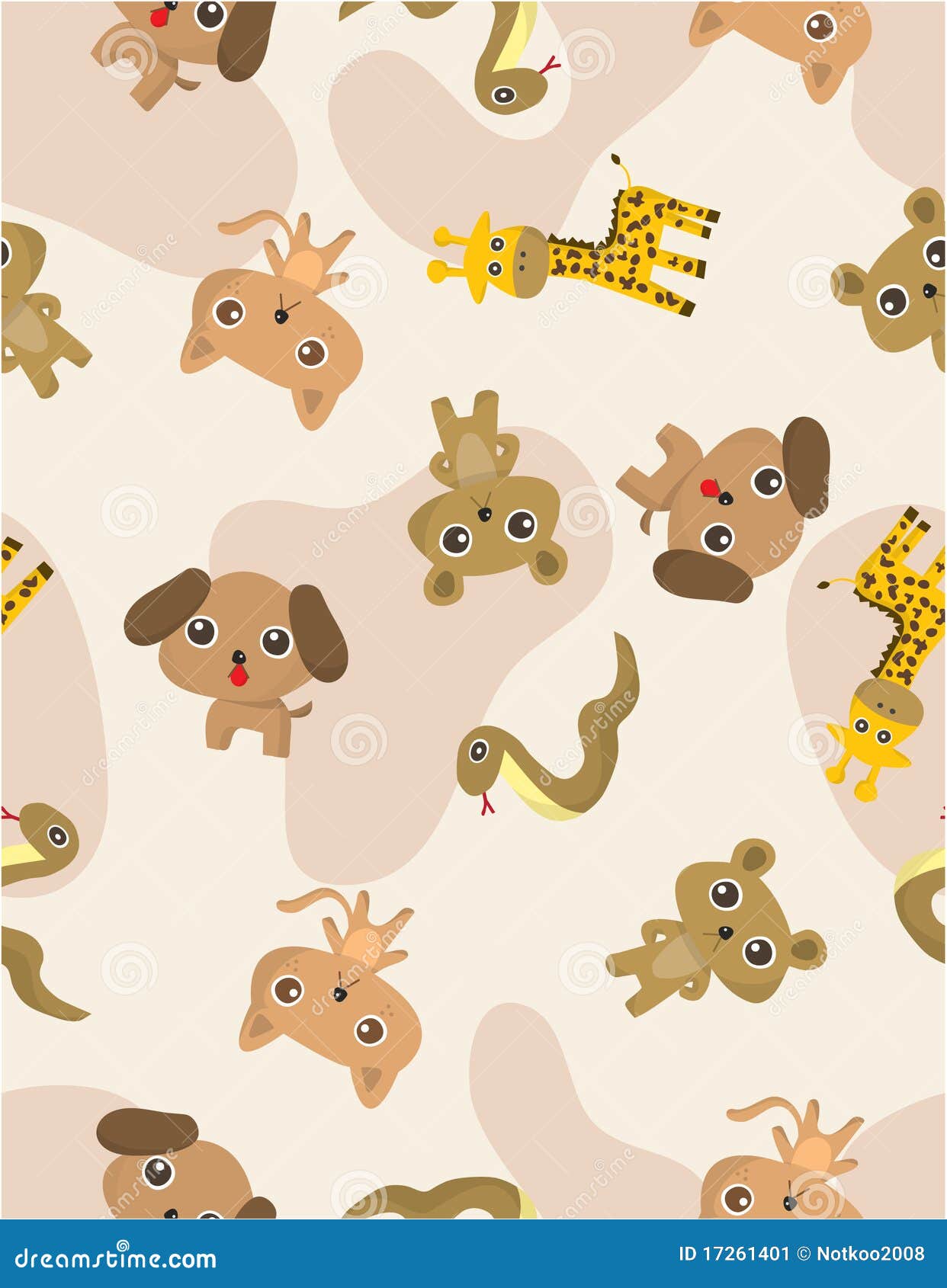 Seamless animal pattern stock illustration. Illustration of happiness