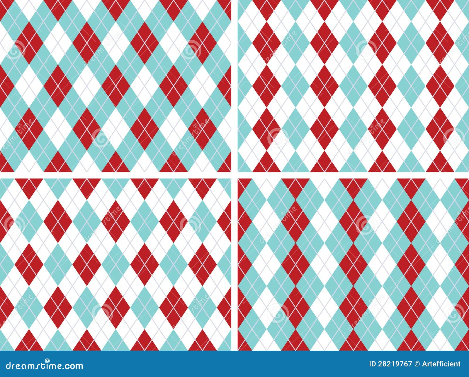 Seamless Argyle Patterns Aqua Blue Red With Solid Silver Line Stock Vector Illustration Of Pattern Blue 28219767