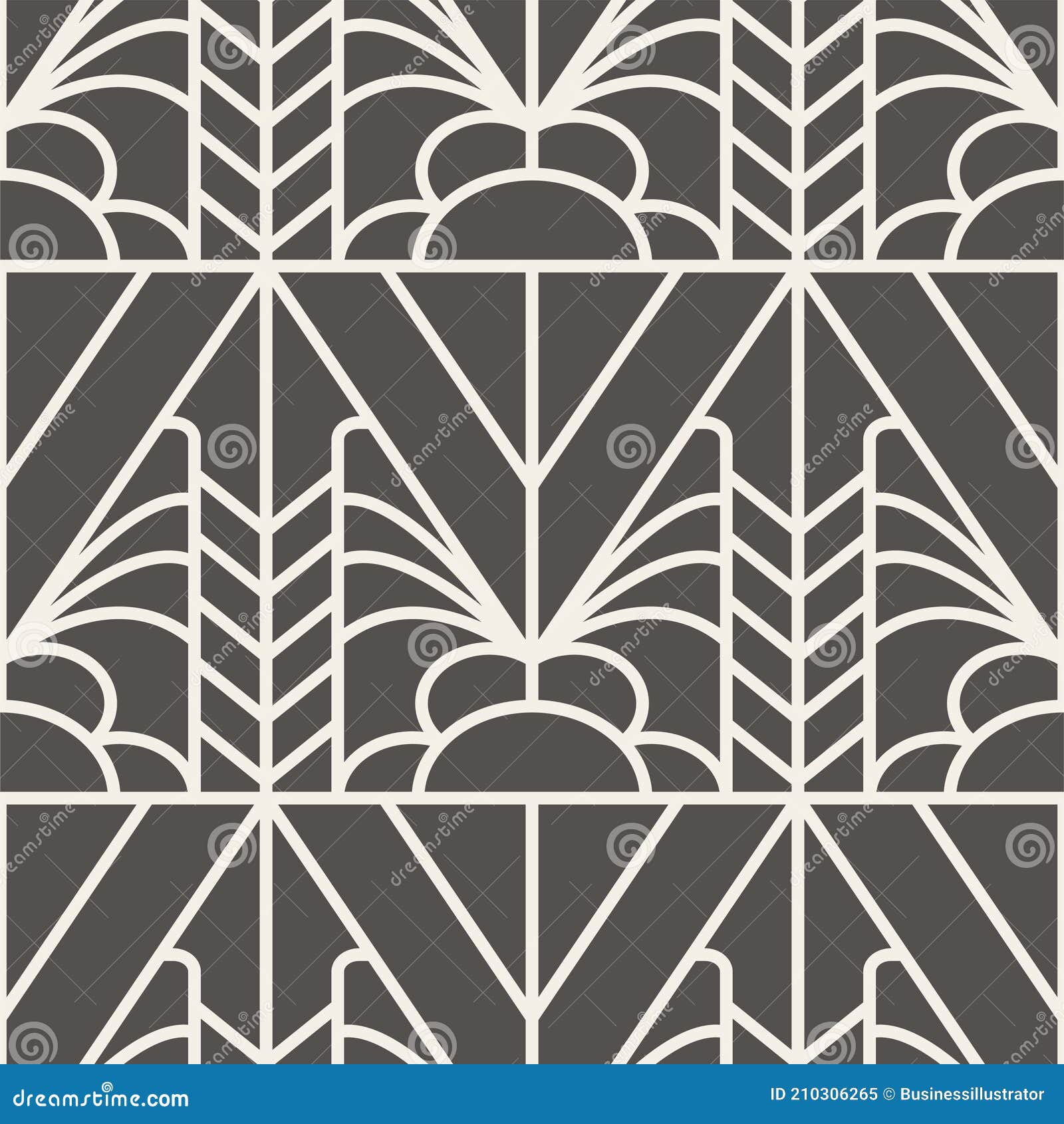 Seamless Art Deco Geometric Black and White Pattern Stock Vector