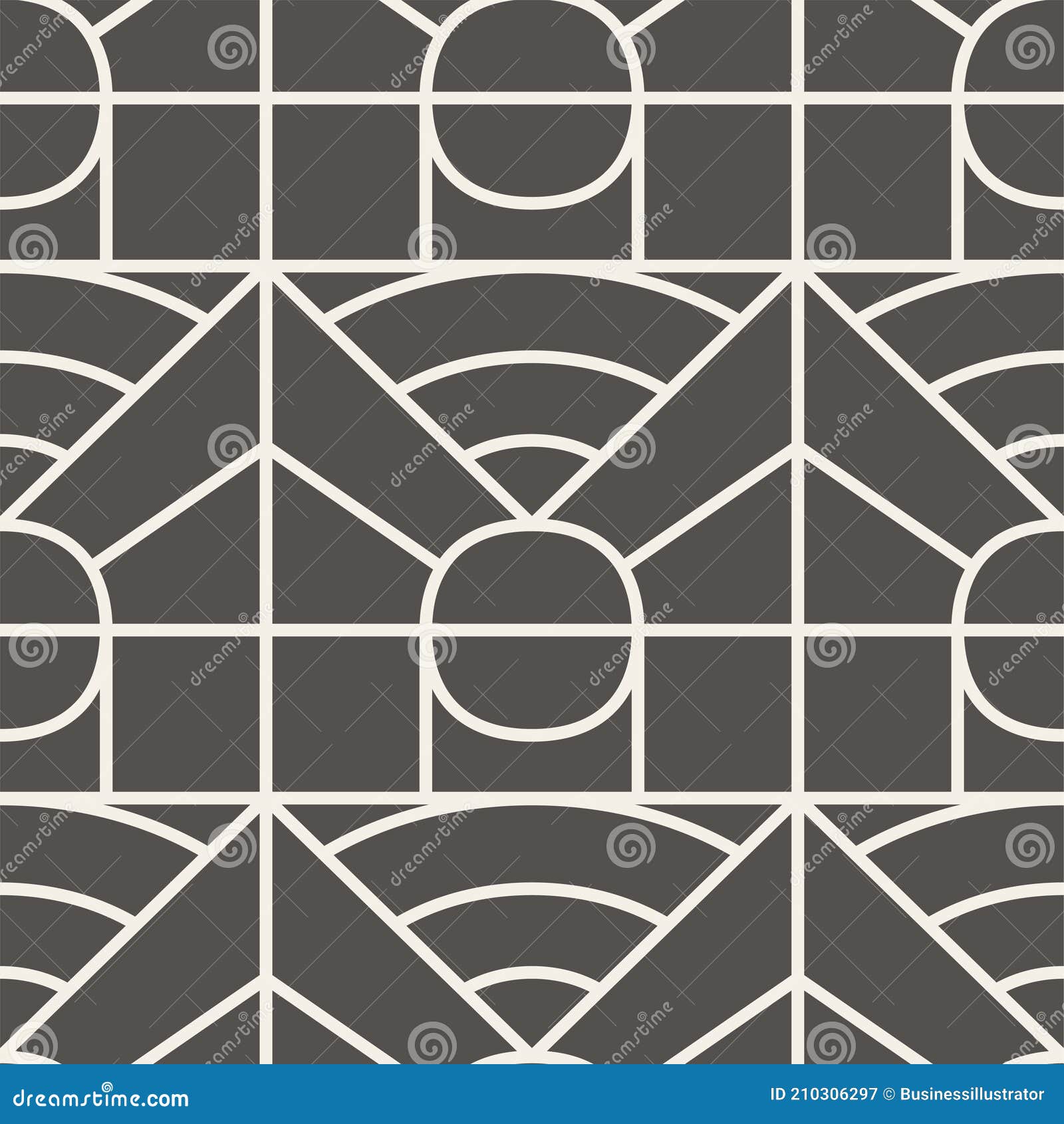 Seamless Art Deco Geometric Black and White Pattern Stock Vector