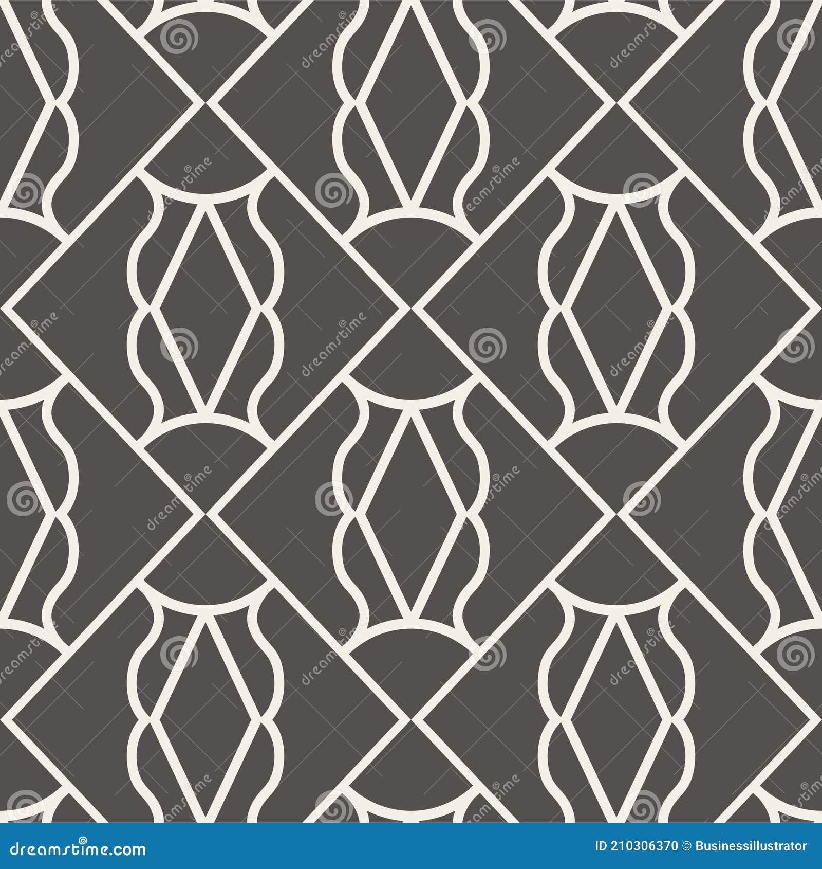 Seamless Art Deco Geometric Black and White Pattern Stock Vector