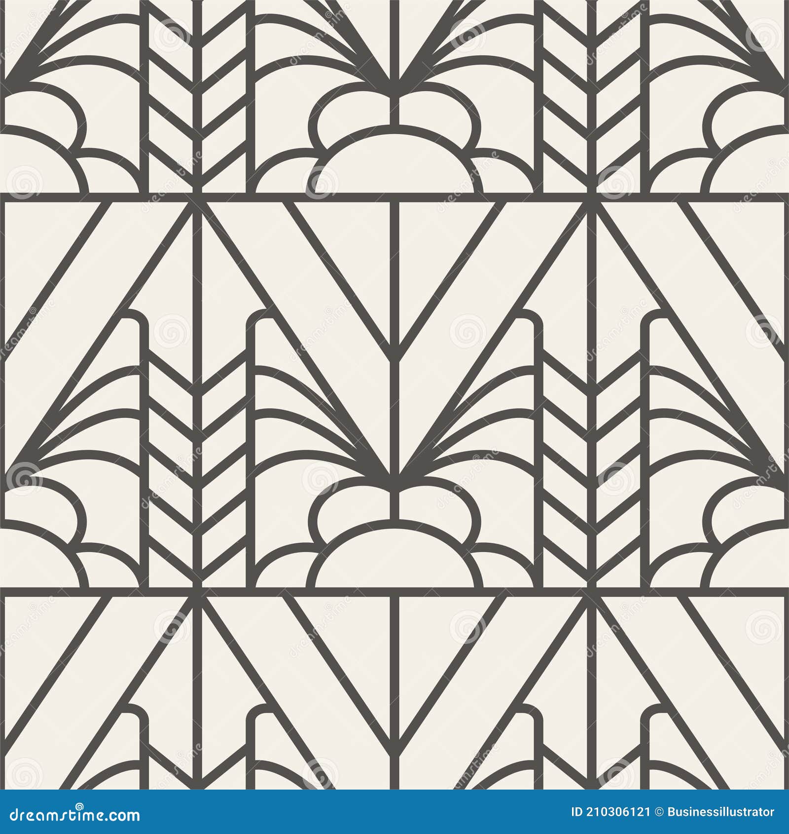 Seamless Art Deco Geometric Black and White Pattern Stock Vector