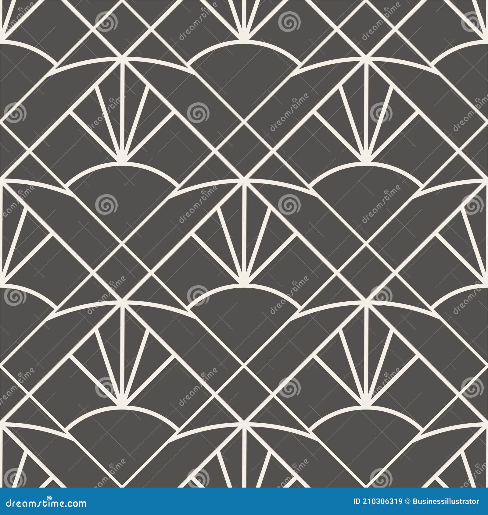 Seamless Art Deco Geometric Black and White Pattern Stock Vector