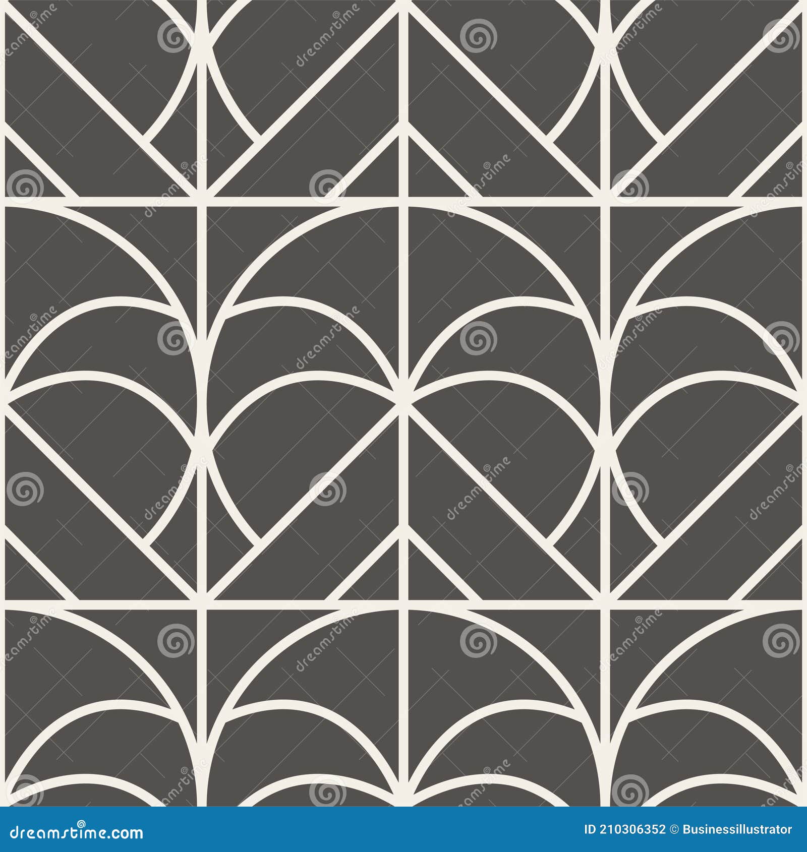 Seamless Art Deco Geometric Black and White Pattern Stock Vector