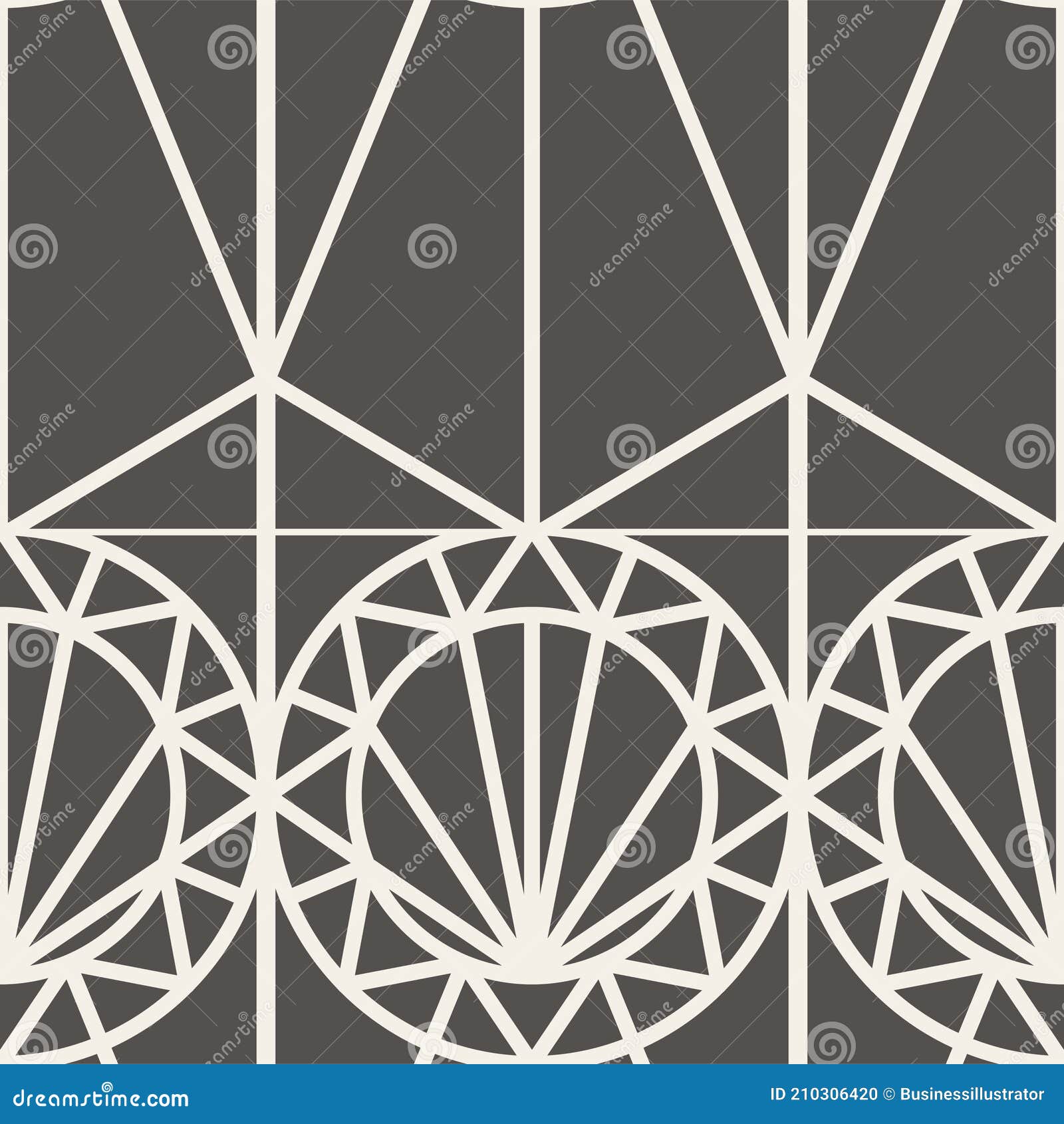Seamless Art Deco Geometric Black and White Pattern Stock Vector