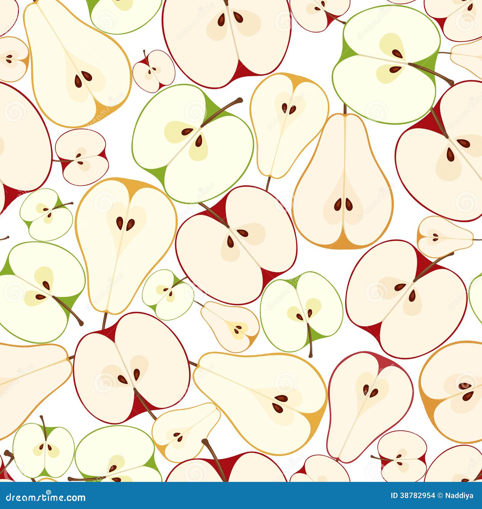 Seamless Background with Apples and Pears. Vector. Stock Vector