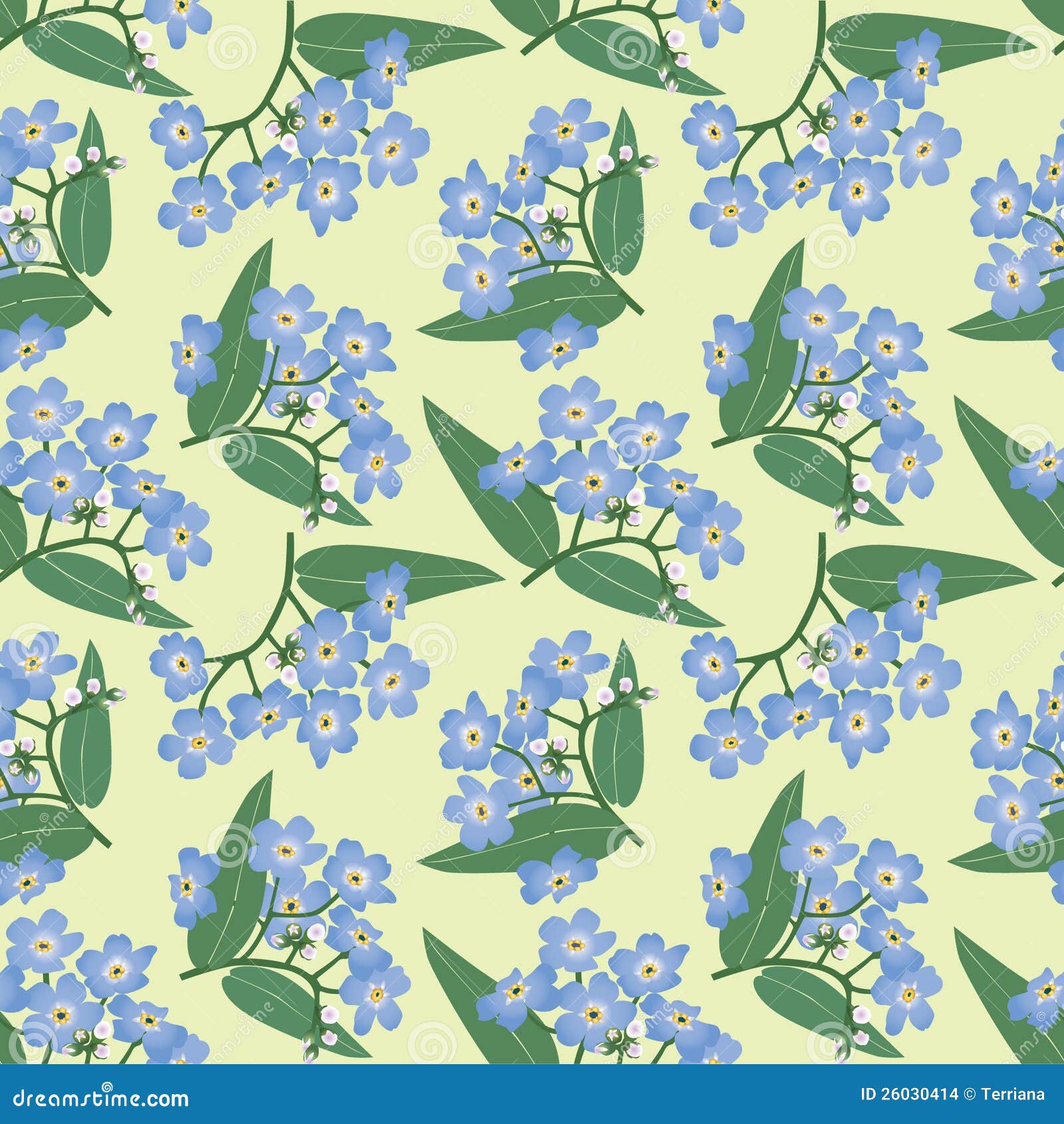Seamless Background with Blue Flower Stock Illustration Illustration
