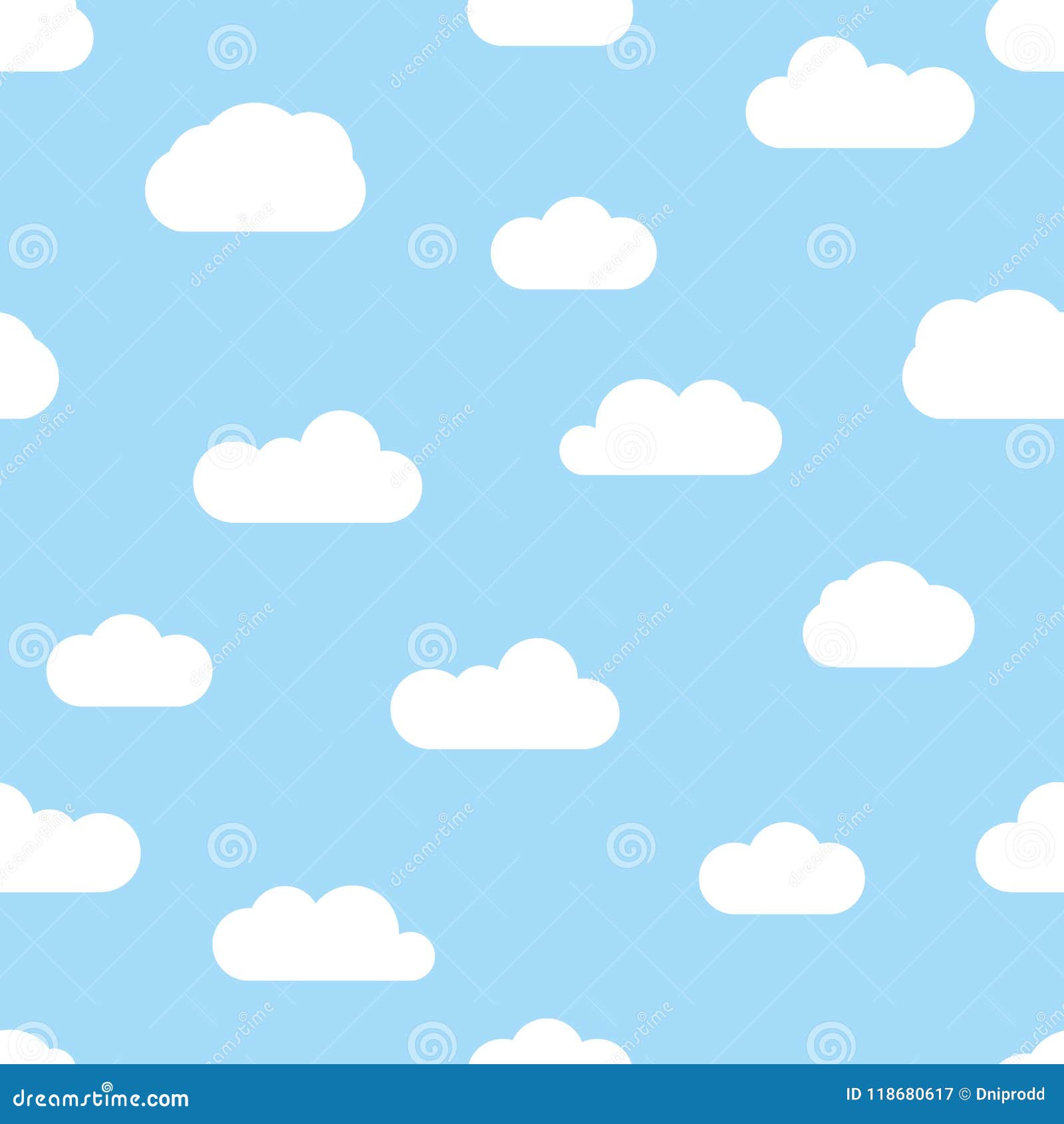 Seamless Background with Blue Sky and White Cartoon Clouds Stock Vector -  Illustration of environment, paper: 118680617