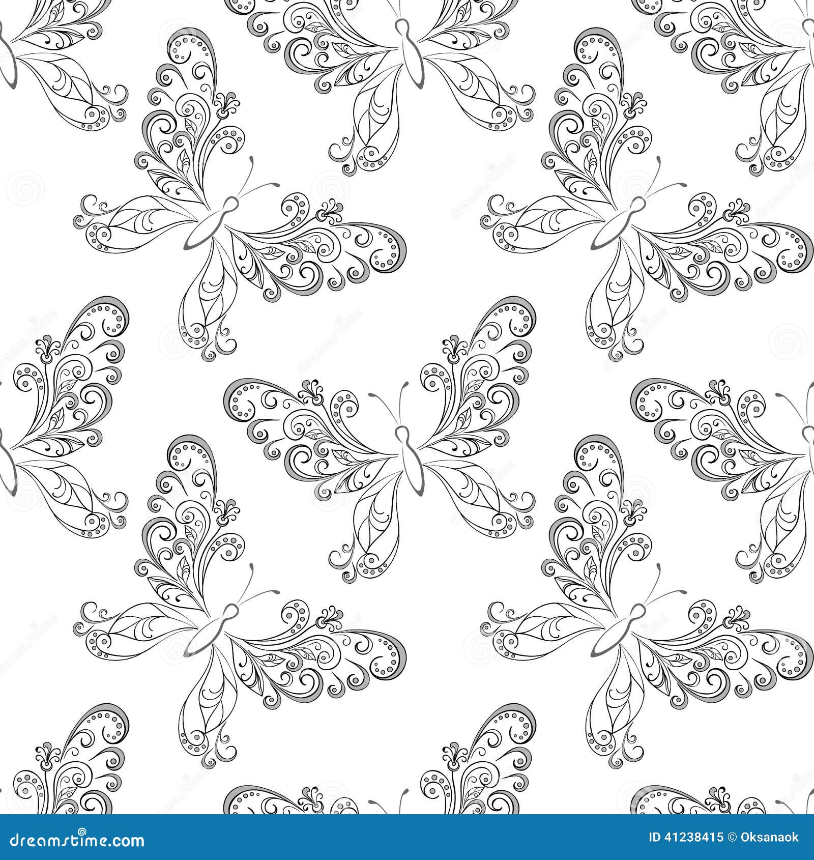 Seamless Background, Butterflies Contours Stock Vector - Illustration ...