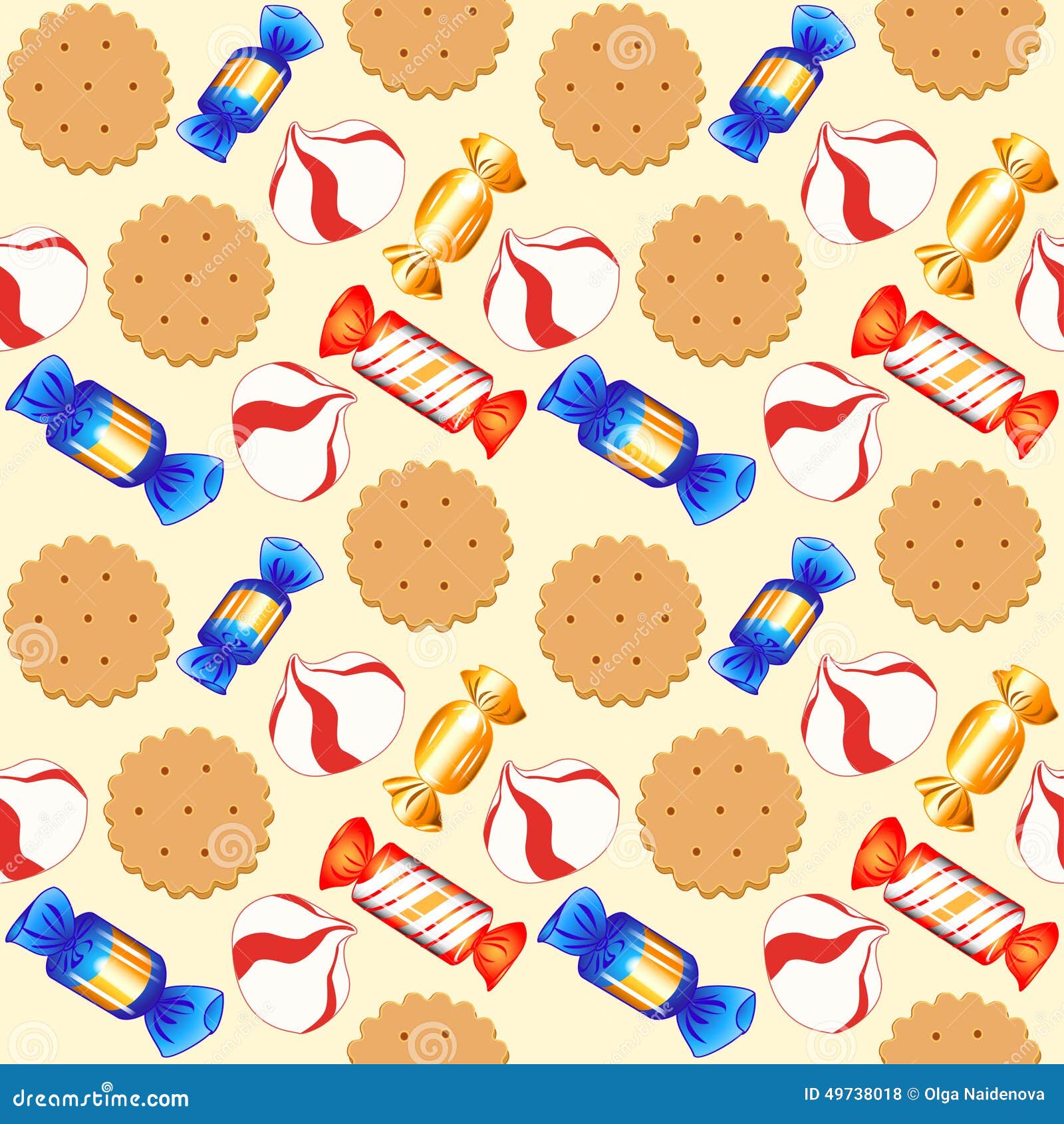 Seamless Background with Candies and Biscuits Stock Vector