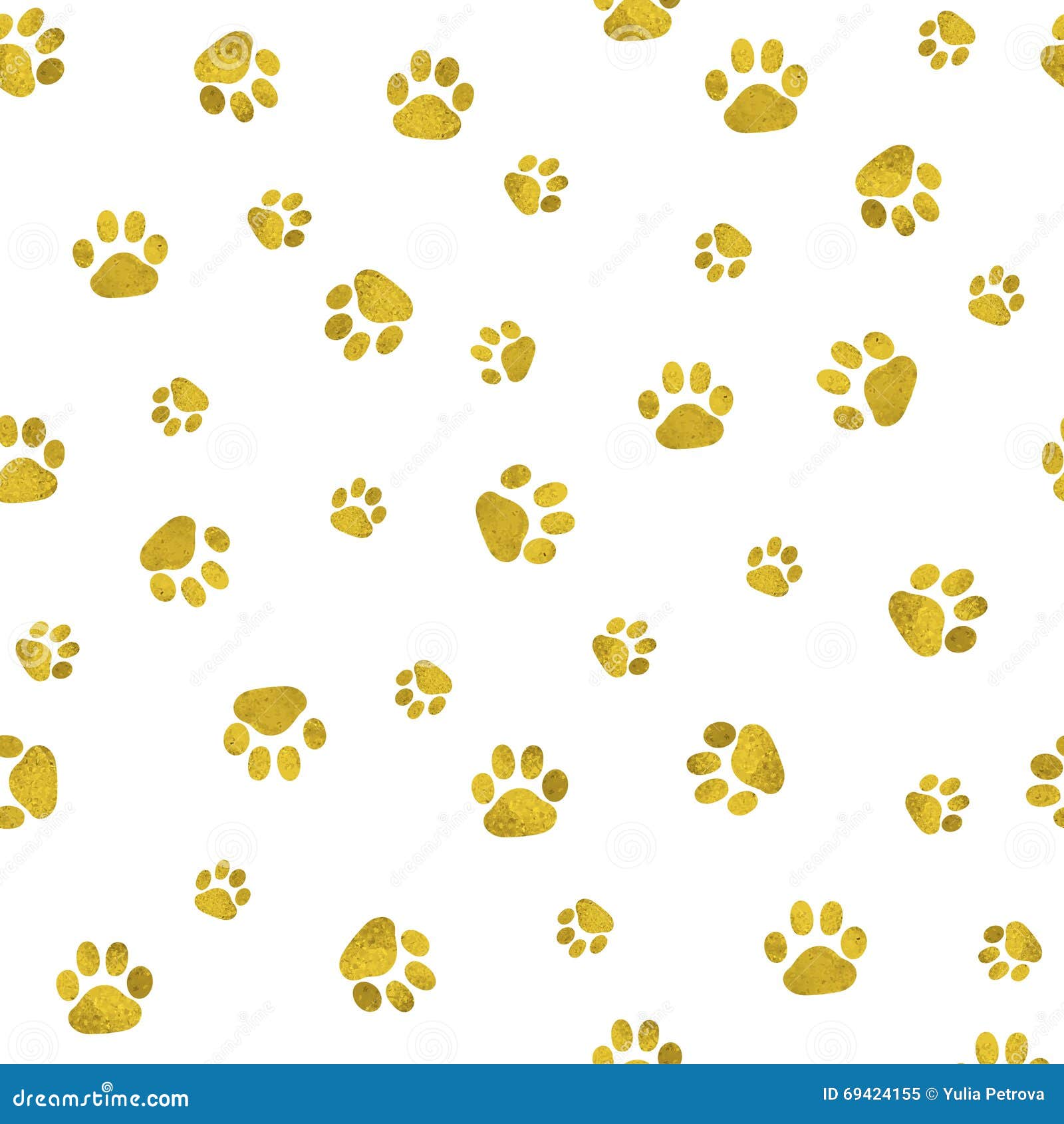 Doodle grey and gold paw print seamless fabric design repeated pattern  background Wrapping Paper by gulsengunel